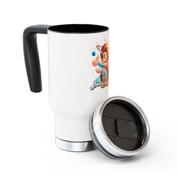 Best Dad Ever Stainless Steel Travel Mug, 14oz Coffee Tumbler with Handle for Dad, Unique Father's Day Gift, Camping, Travel, Dad Gifts