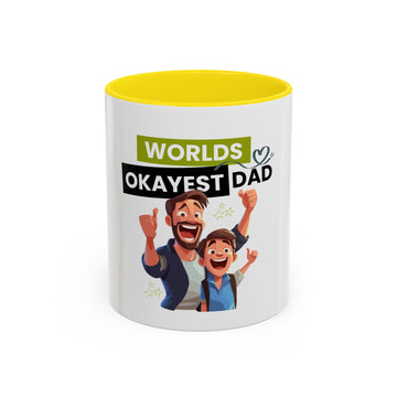 World's Okayest Dad Accent Coffee Mug, Funny Gift for Father's Day, Dad Coffee Cup, Family Gift, Dad's Birthday Mug