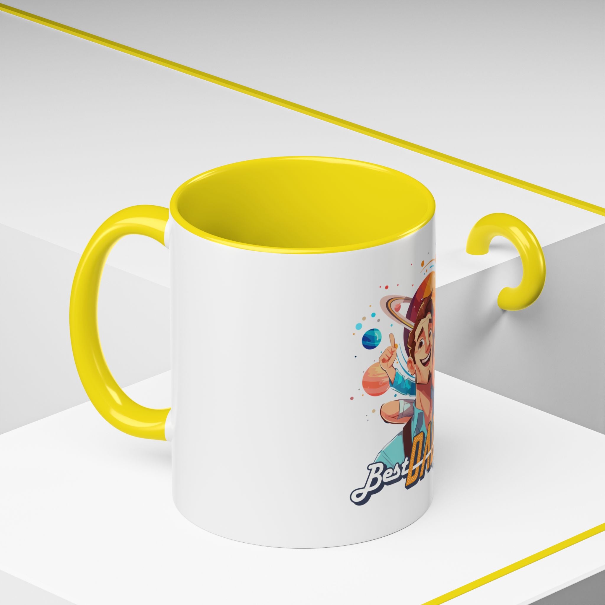 Best Dad Ever Accent Coffee Mug - Fun Gift for Father's Day, Birthday, Coffee Lovers, Home Office, Unique Dad Gifts