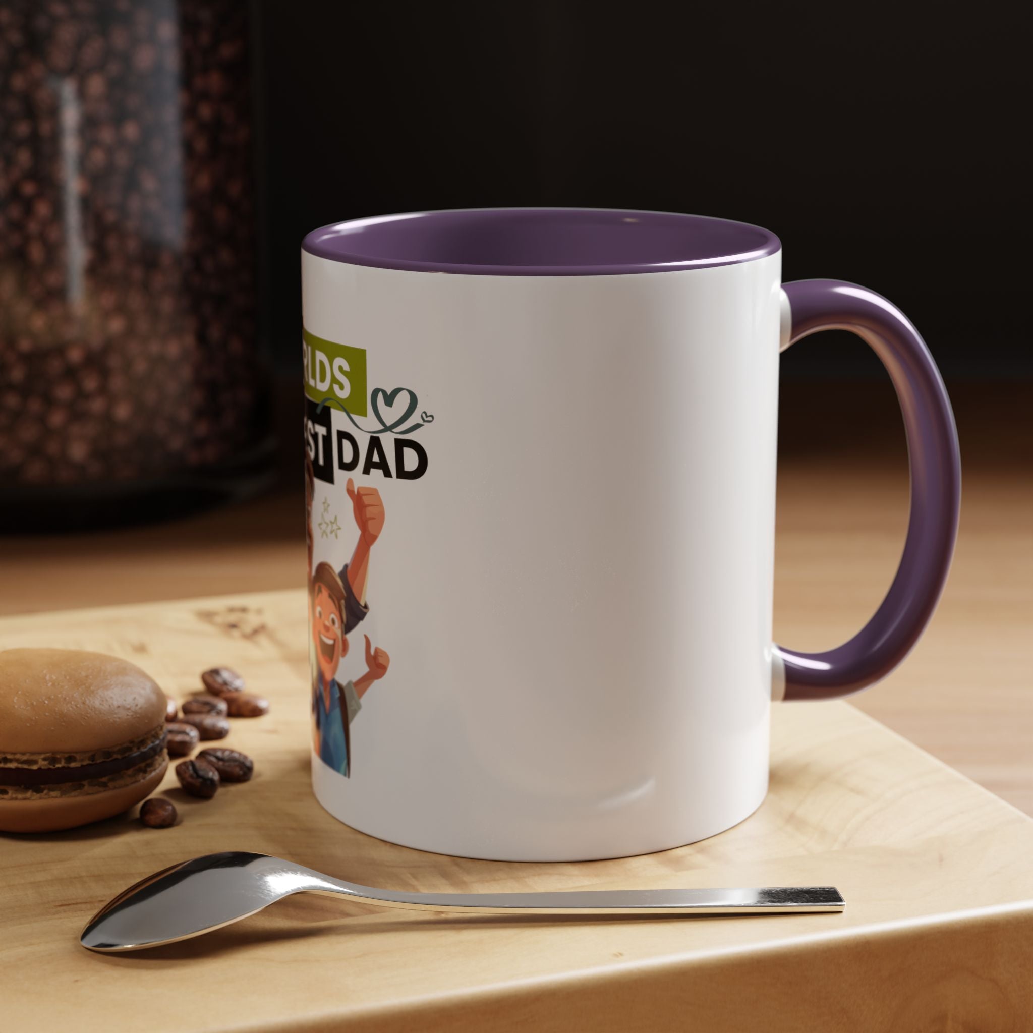 World's Okayest Dad Accent Coffee Mug, Funny Gift for Father's Day, Dad Coffee Cup, Family Gift, Dad's Birthday Mug