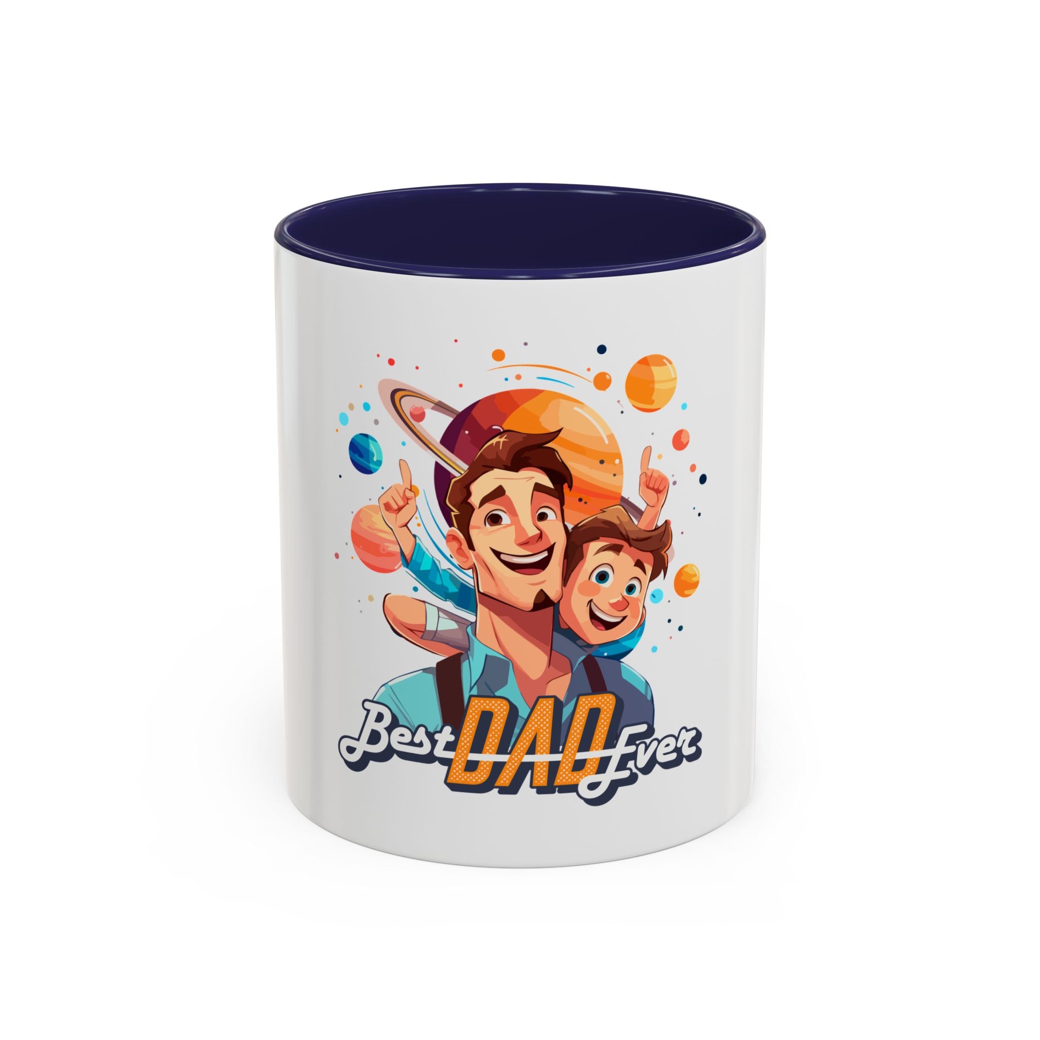 Best Dad Ever Accent Coffee Mug - Fun Gift for Father's Day, Birthday, Coffee Lovers, Home Office, Unique Dad Gifts