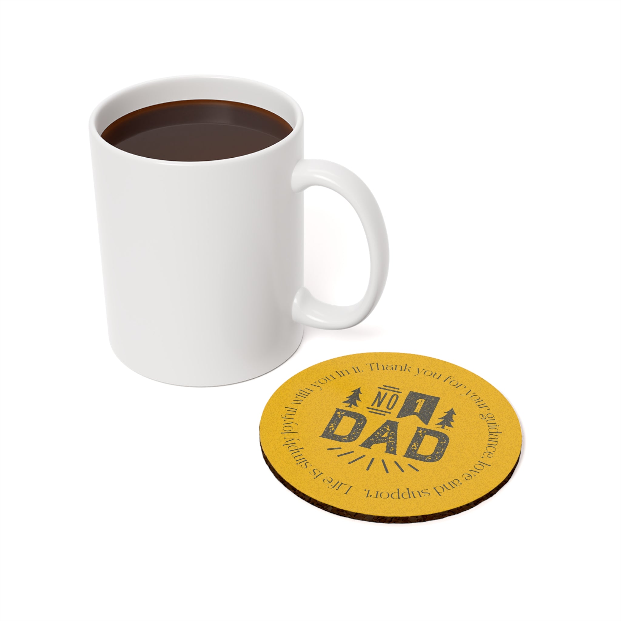 #1 Dad Cork Coaster - Unique Gift for Father's Day, Kitchen Decor, Home Bar Accessory, Personalized Coaster for Men, Thoughtful Gift