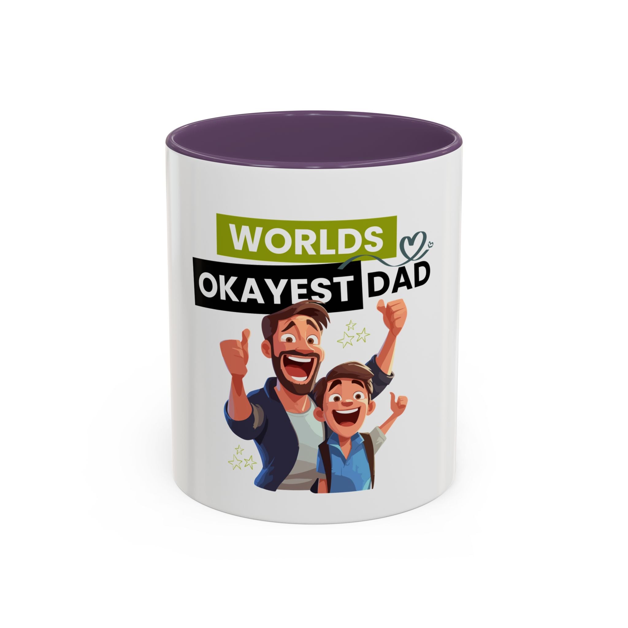World's Okayest Dad Accent Coffee Mug, Funny Gift for Father's Day, Dad Coffee Cup, Family Gift, Dad's Birthday Mug