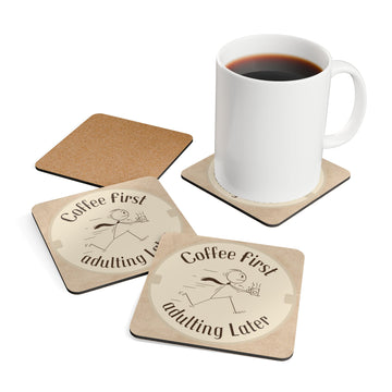 Coffee First Adulting Later Corkwood Coaster Set | Fun Drink Coasters, Gift for Coffee Lovers, Home Decor, Office Accessories, Kitchen [...]