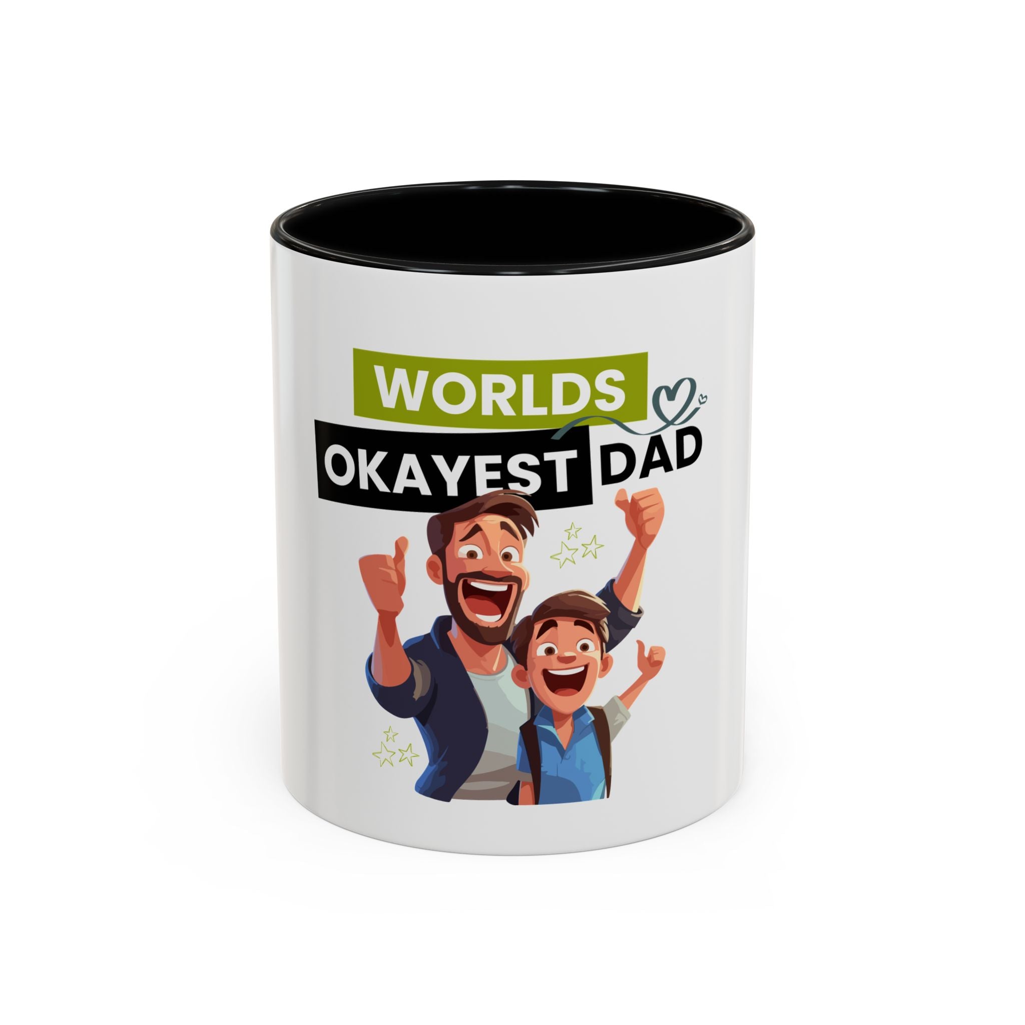 World's Okayest Dad Accent Coffee Mug, Funny Gift for Father's Day, Dad Coffee Cup, Family Gift, Dad's Birthday Mug