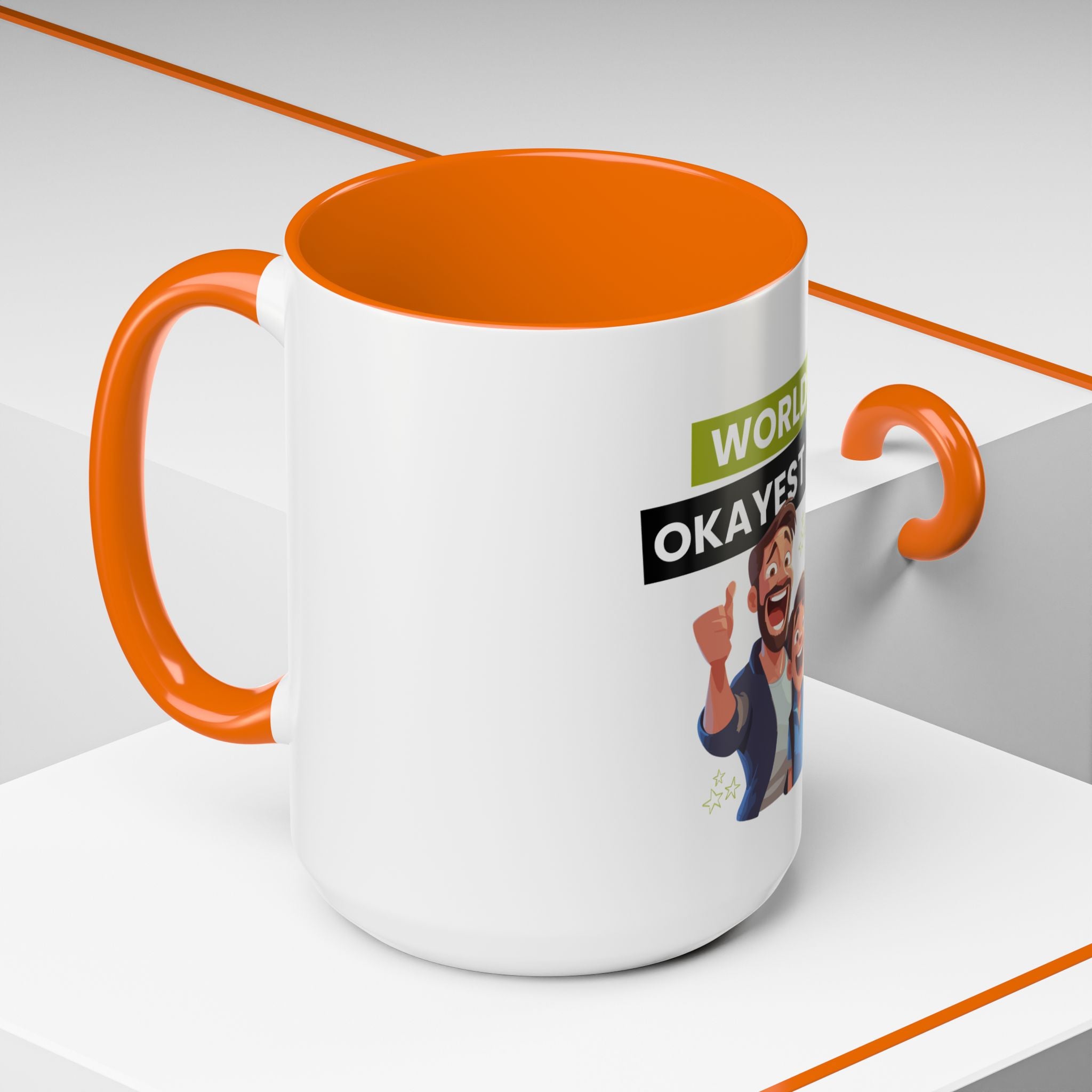 World's Okayest Dad Accent Coffee Mug, Funny Gift for Father's Day, Dad Coffee Cup, Family Gift, Dad's Birthday Mug