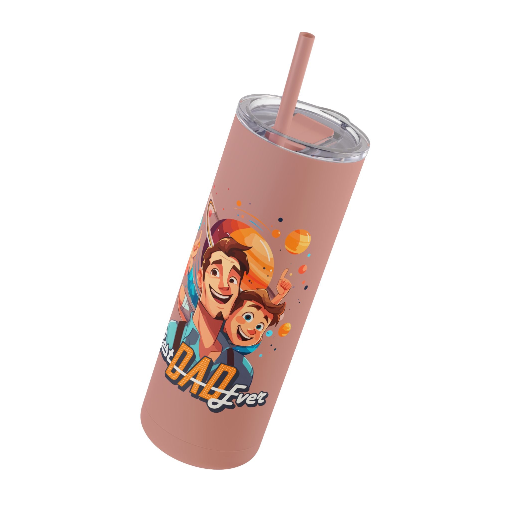 Best Dad Ever Tumbler | 20oz Matte Skinny Travel Mug, Personalized Gift for Fathers Day, Dad's Birthday, or Family Celebrations
