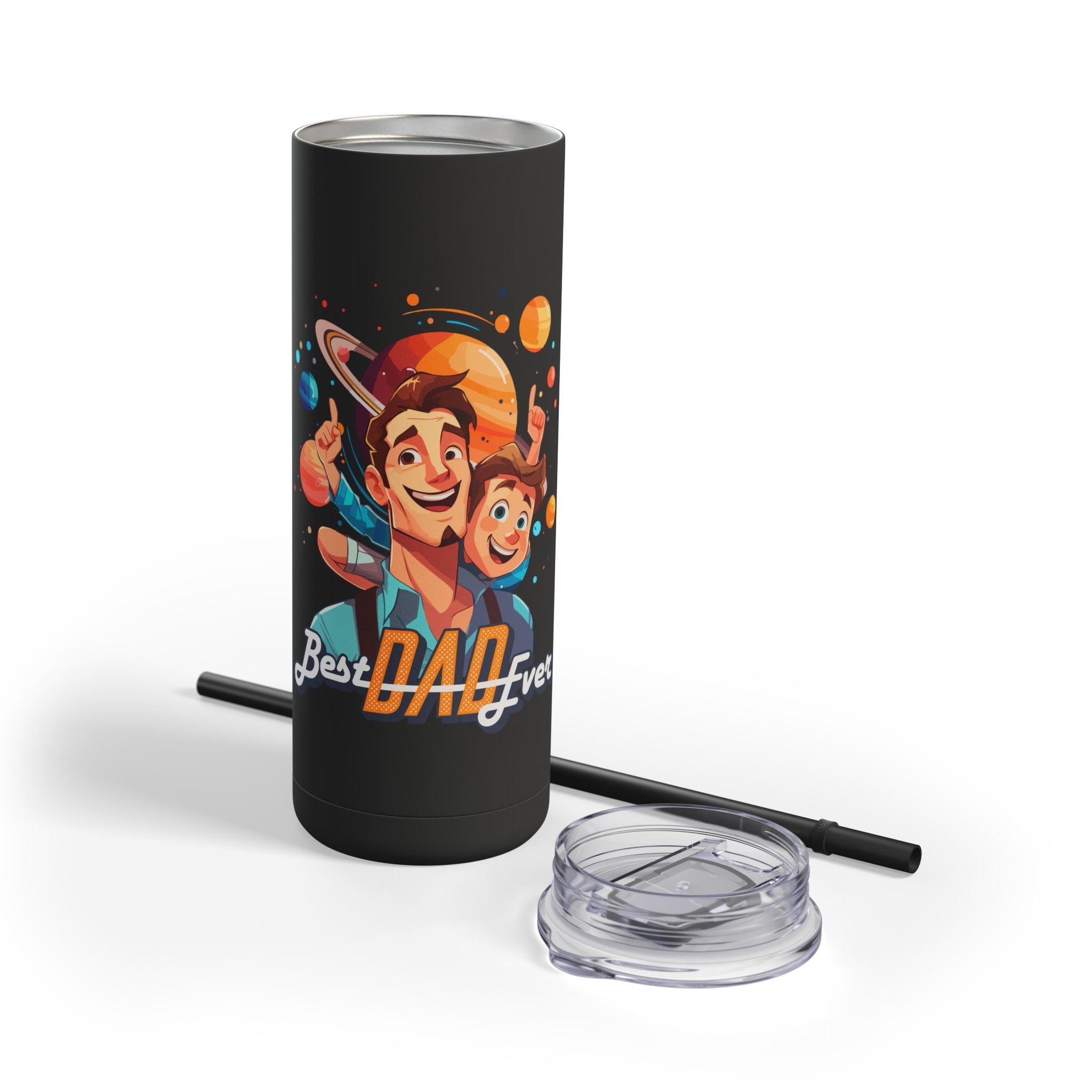 Best Dad Ever Tumbler | 20oz Matte Skinny Travel Mug, Personalized Gift for Fathers Day, Dad's Birthday, or Family Celebrations