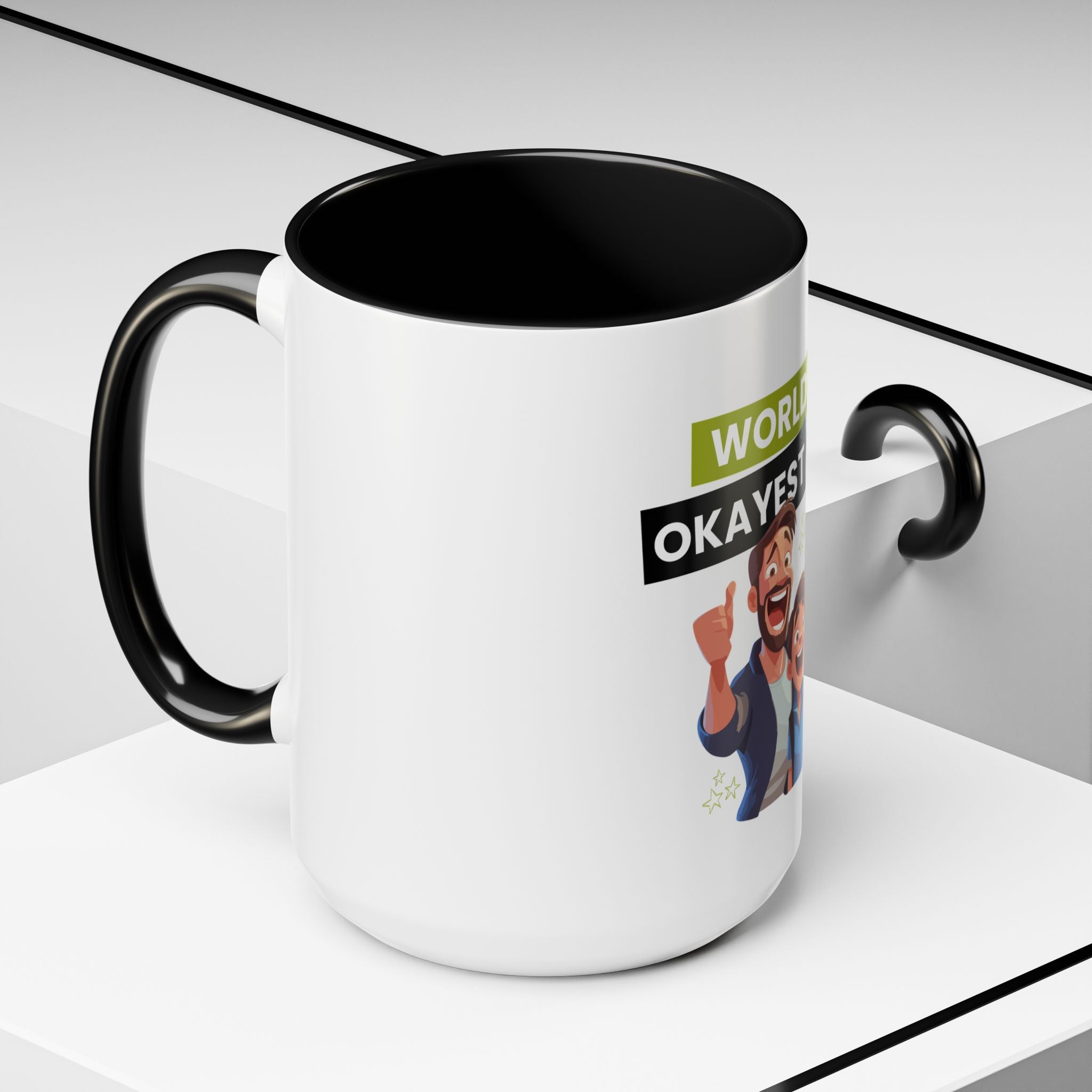 World's Okayest Dad Accent Coffee Mug, Funny Gift for Father's Day, Dad Coffee Cup, Family Gift, Dad's Birthday Mug