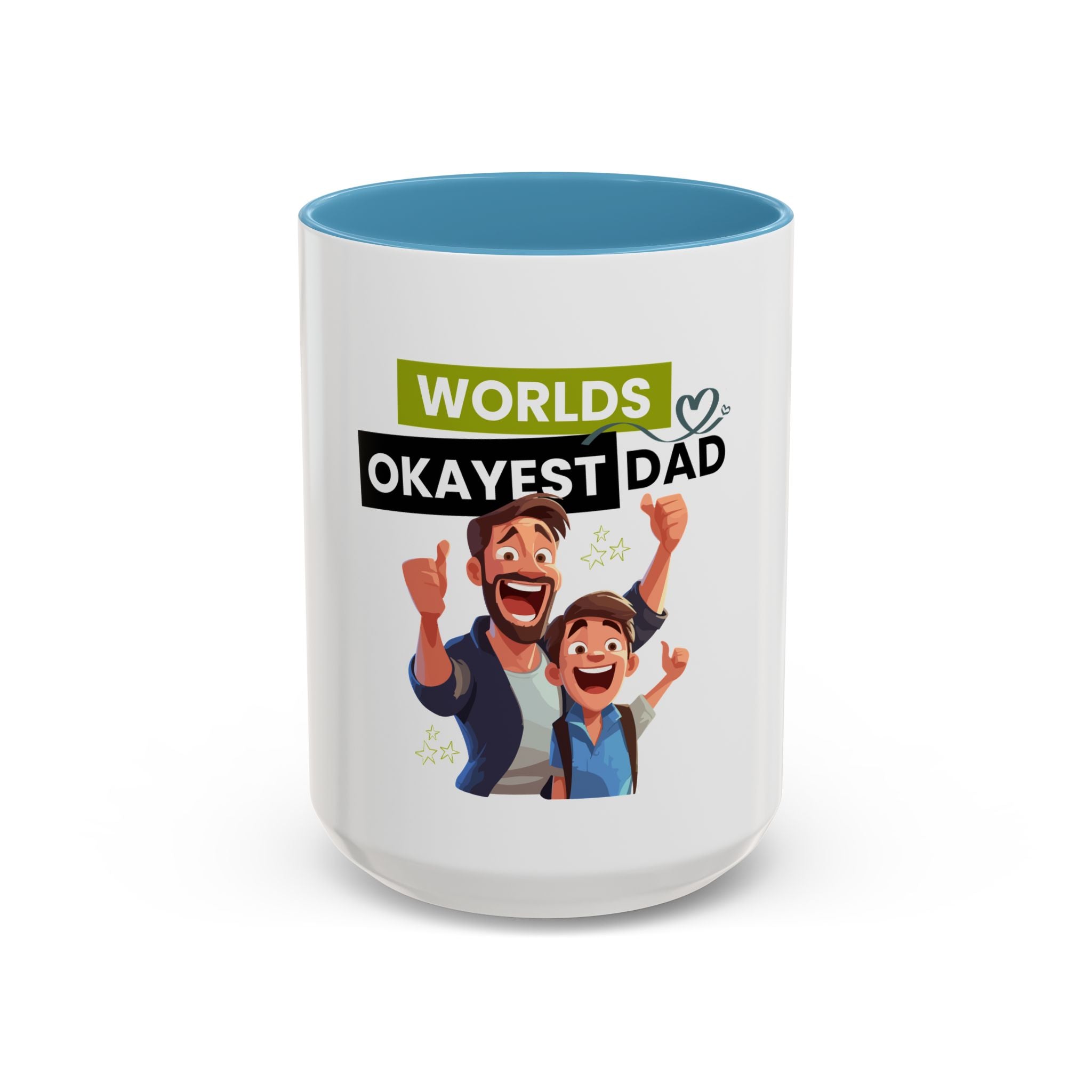 World's Okayest Dad Accent Coffee Mug, Funny Gift for Father's Day, Dad Coffee Cup, Family Gift, Dad's Birthday Mug