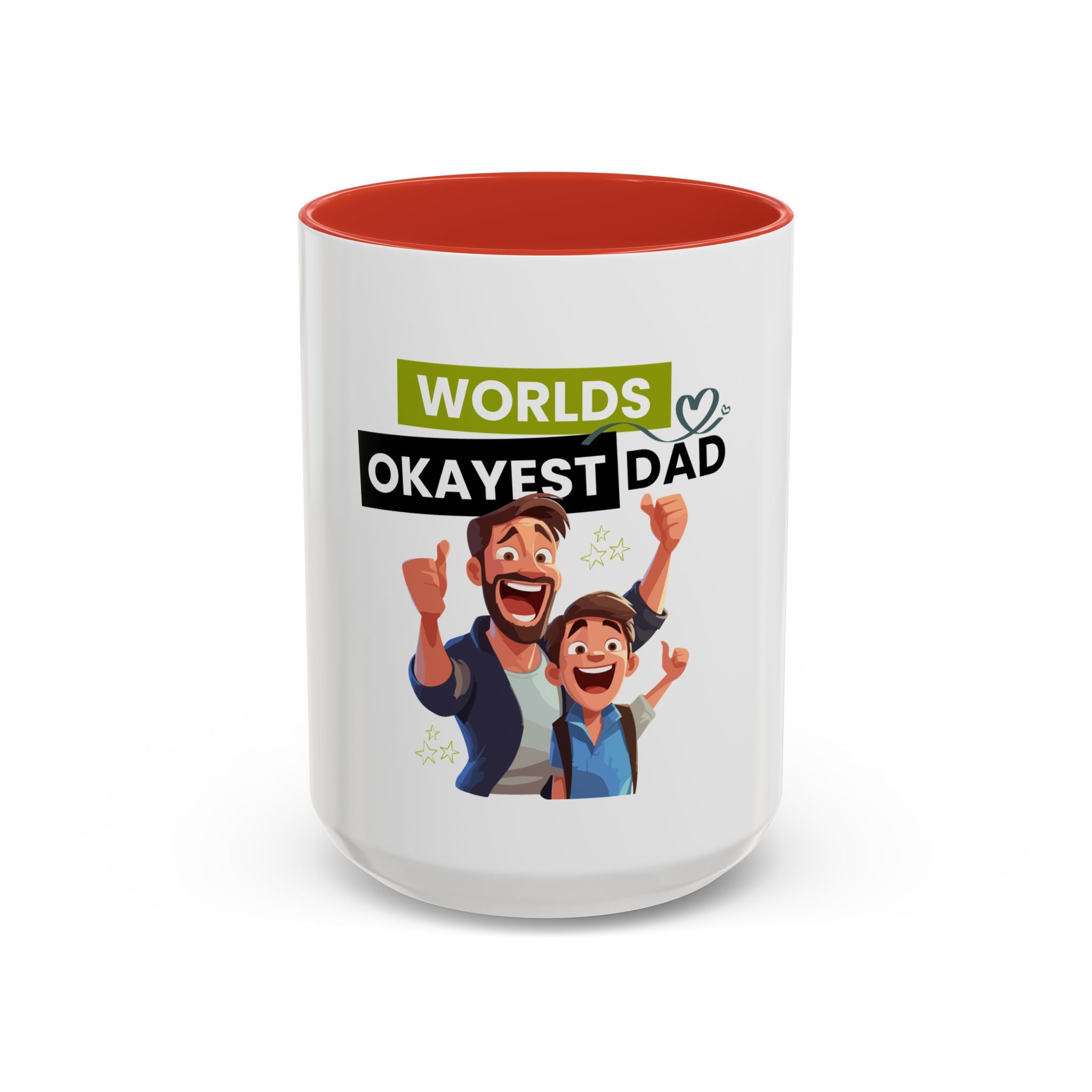 World's Okayest Dad Accent Coffee Mug, Funny Gift for Father's Day, Dad Coffee Cup, Family Gift, Dad's Birthday Mug