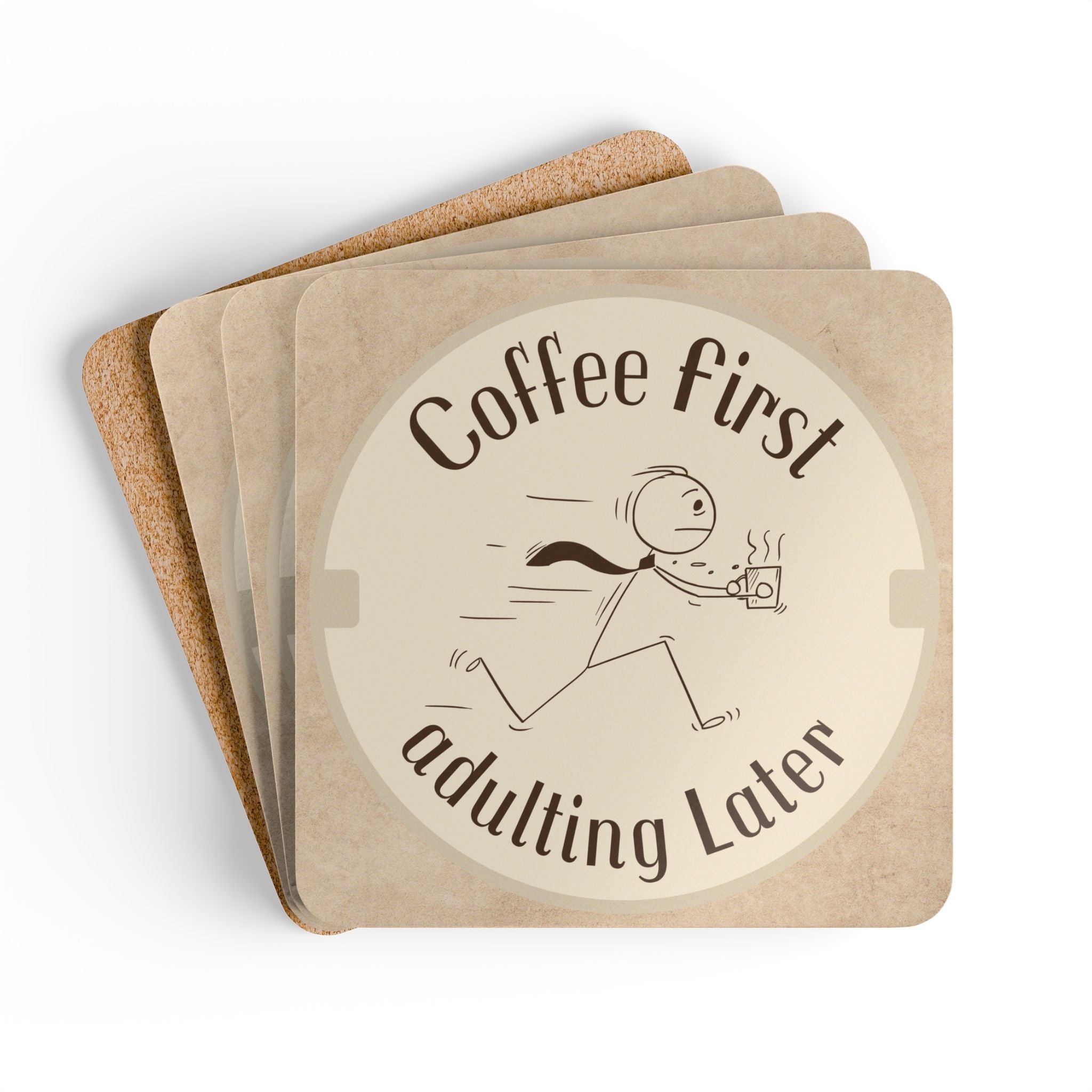 Coffee First Adulting Later Corkwood Coaster Set | Fun Drink Coasters, Gift for Coffee Lovers, Home Decor, Office Accessories, Kitchen [...]