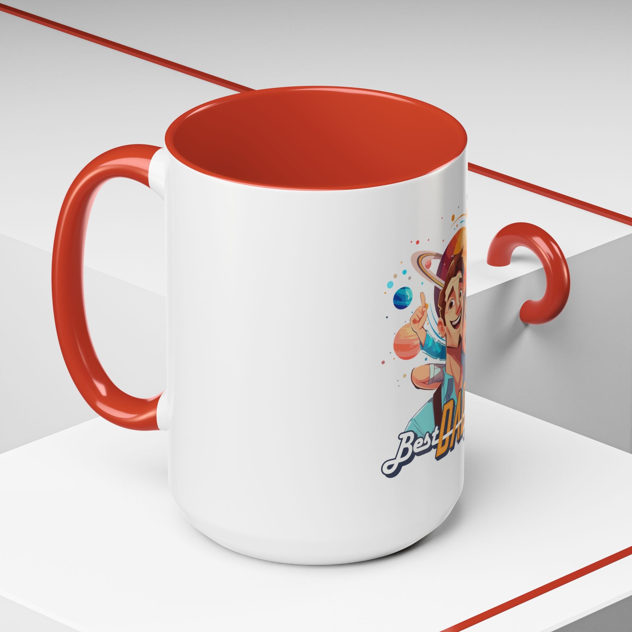 Best Dad Ever Accent Coffee Mug - Fun Gift for Father's Day, Birthday, Coffee Lovers, Home Office, Unique Dad Gifts