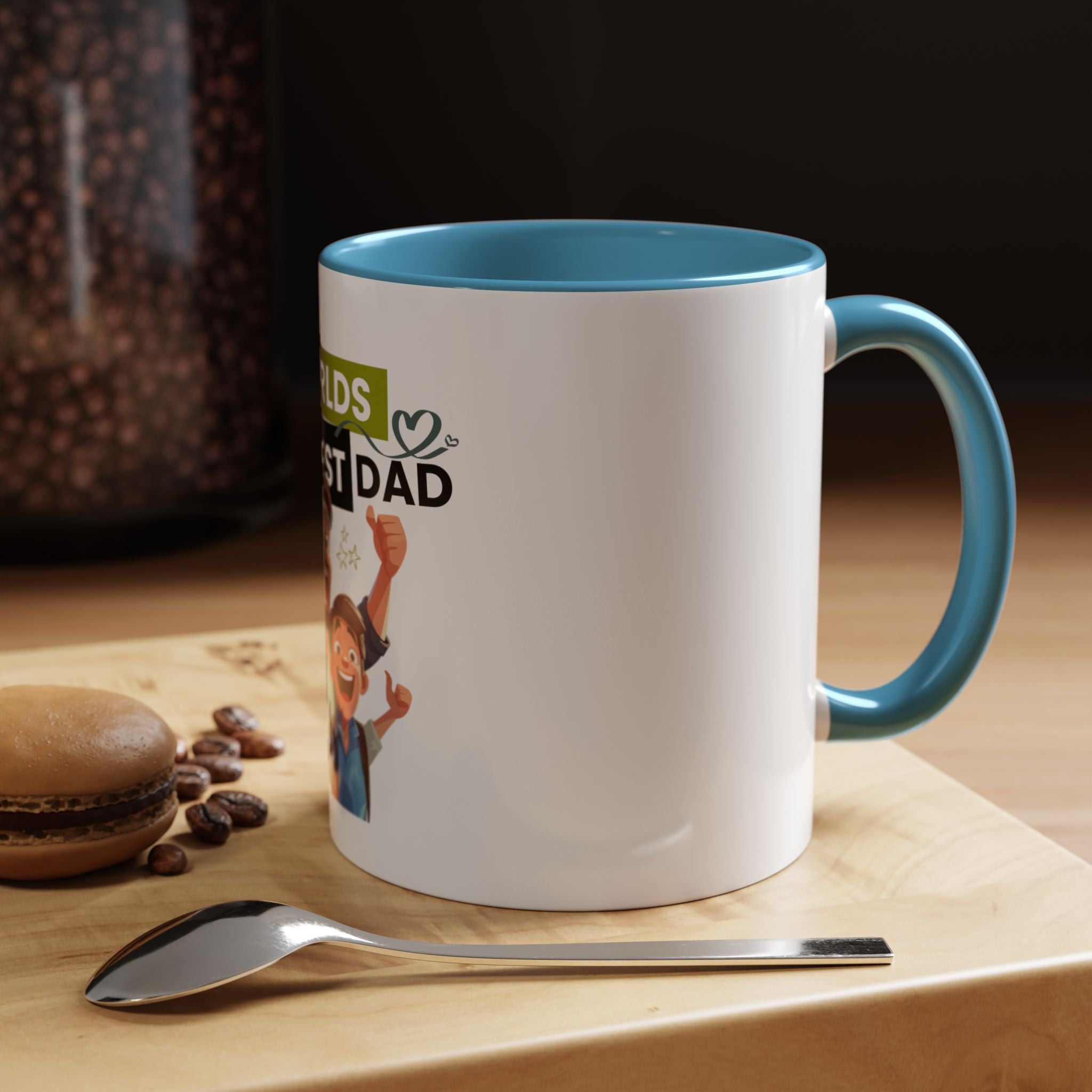 World's Okayest Dad Accent Coffee Mug, Funny Gift for Father's Day, Dad Coffee Cup, Family Gift, Dad's Birthday Mug