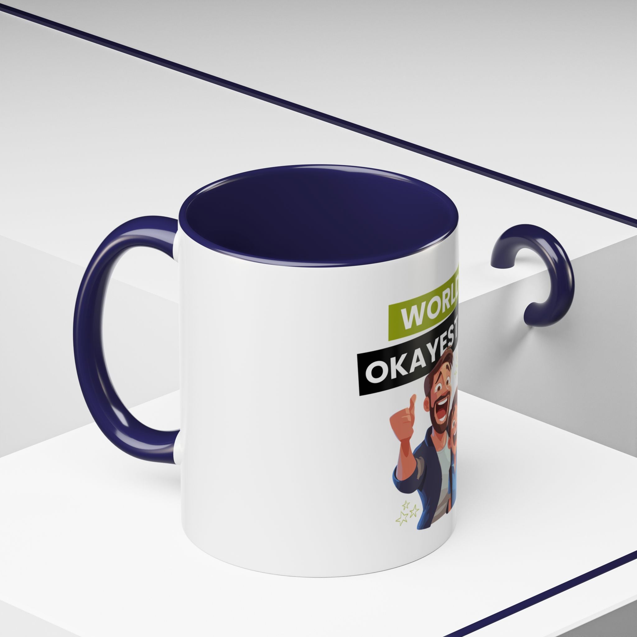 World's Okayest Dad Accent Coffee Mug, Funny Gift for Father's Day, Dad Coffee Cup, Family Gift, Dad's Birthday Mug