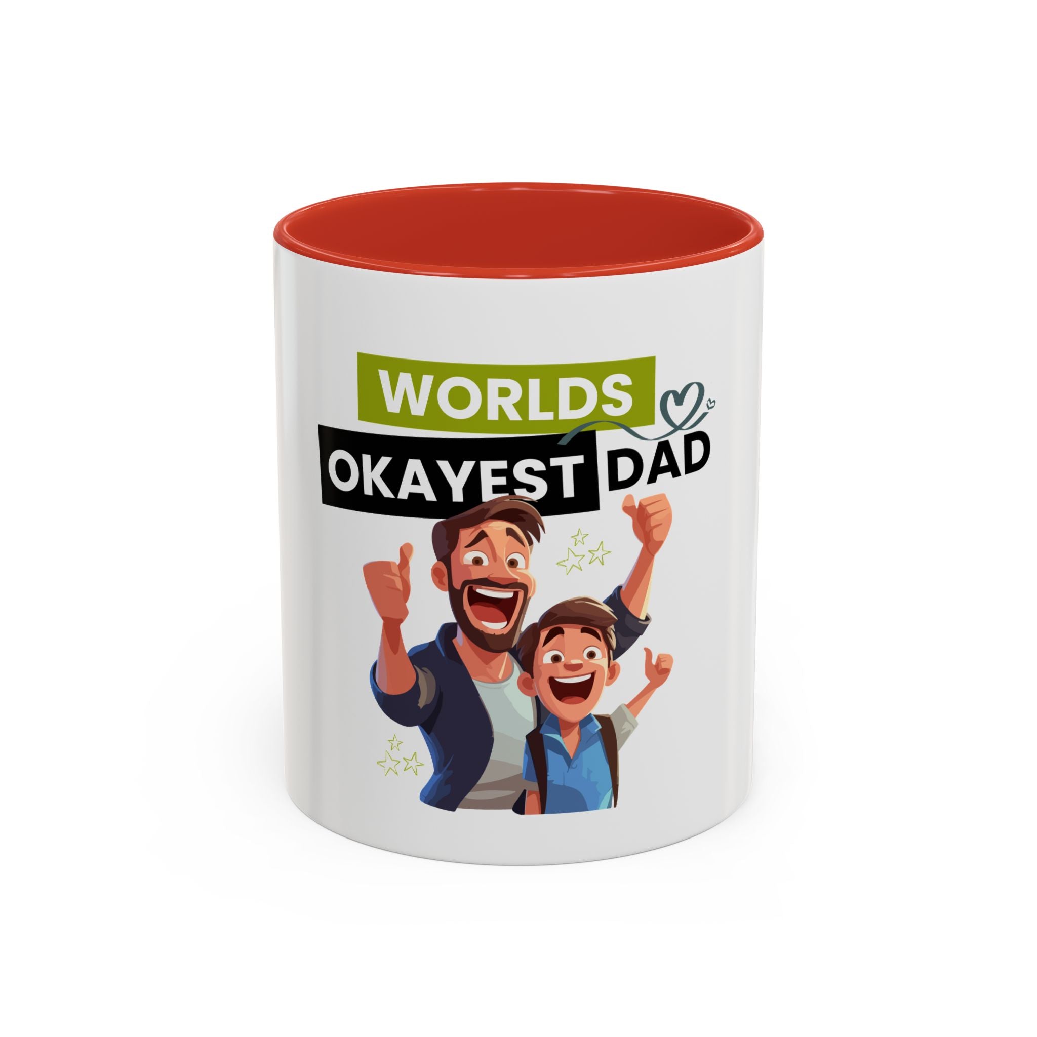 World's Okayest Dad Accent Coffee Mug, Funny Gift for Father's Day, Dad Coffee Cup, Family Gift, Dad's Birthday Mug