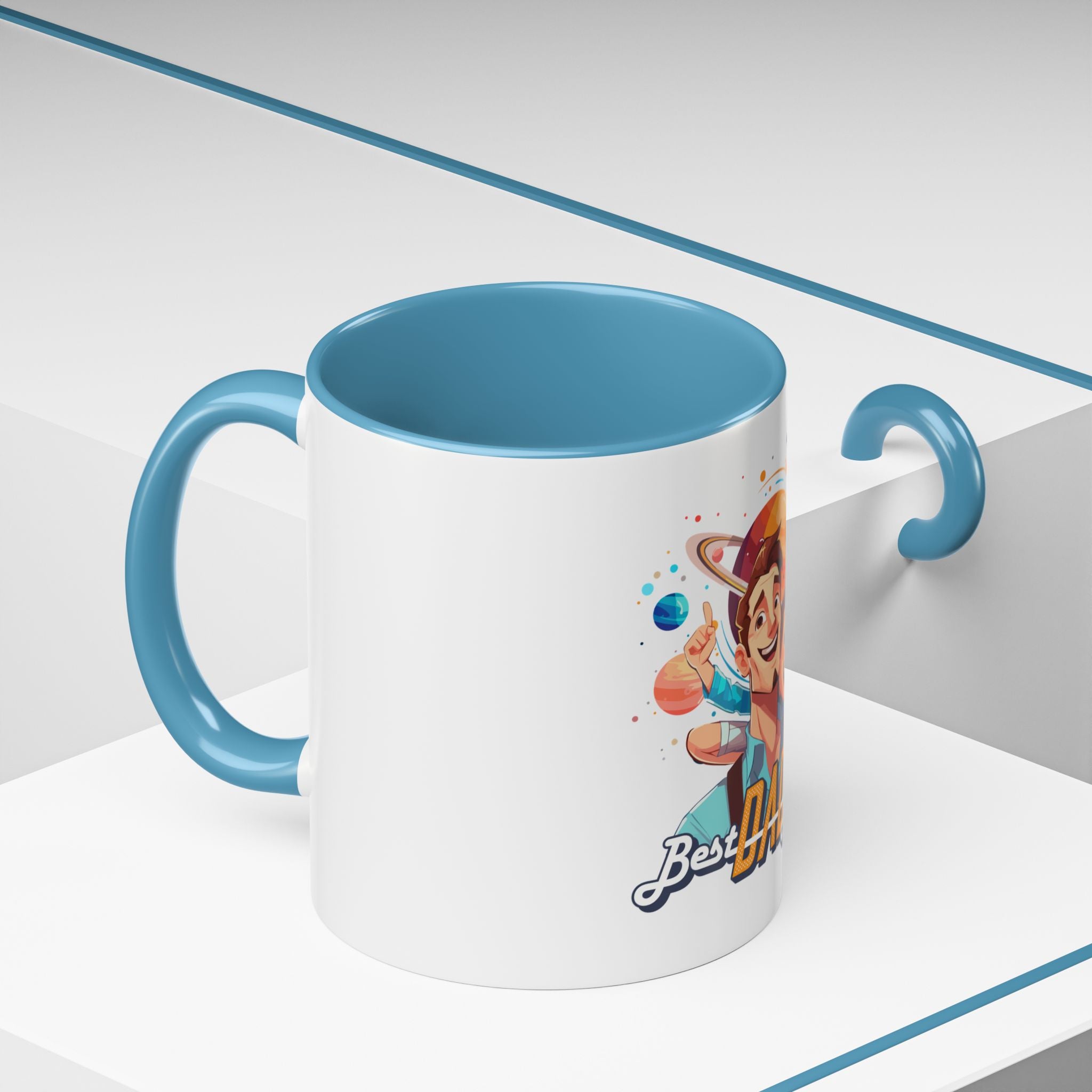 Best Dad Ever Accent Coffee Mug - Fun Gift for Father's Day, Birthday, Coffee Lovers, Home Office, Unique Dad Gifts