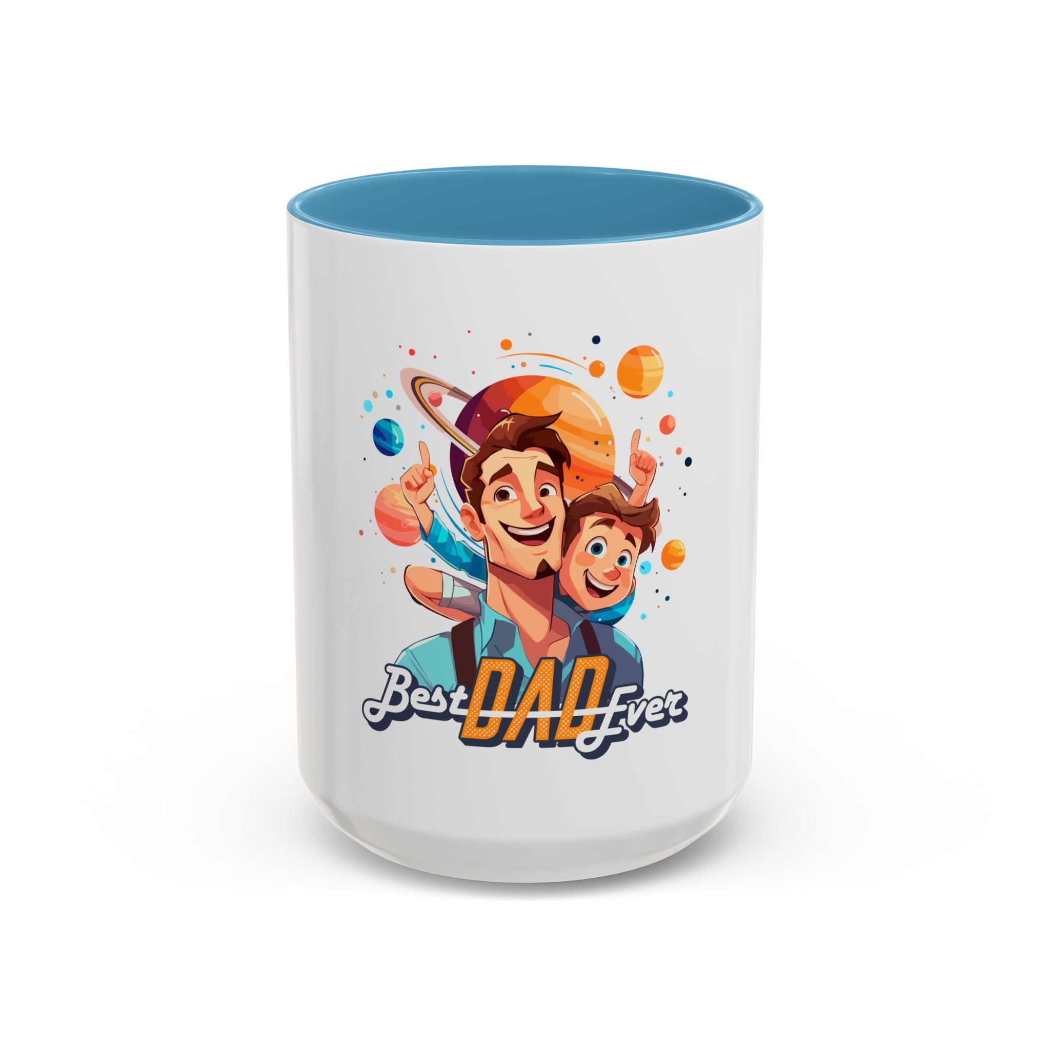 Best Dad Ever Accent Coffee Mug - Fun Gift for Father's Day, Birthday, Coffee Lovers, Home Office, Unique Dad Gifts