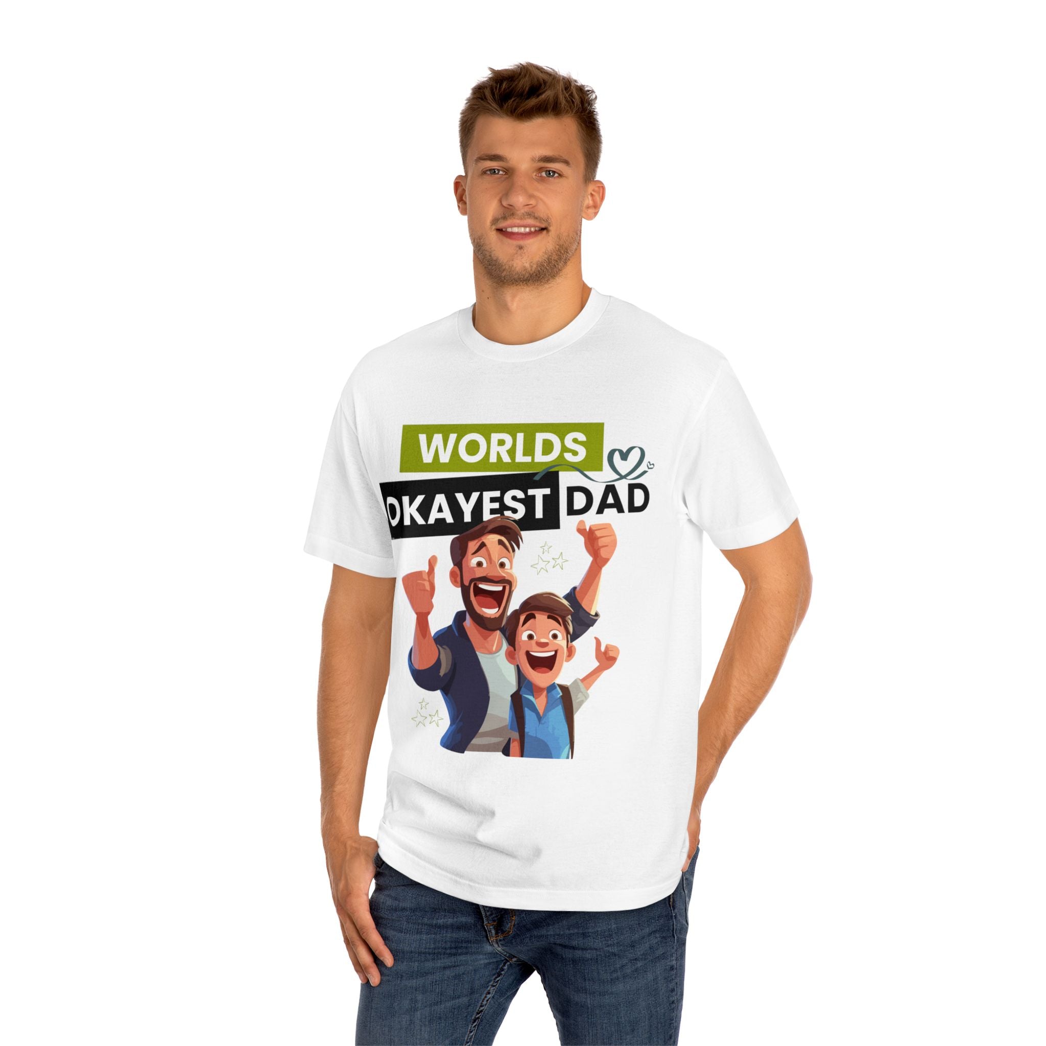 World's Okayest Dad Unisex Classic Tee - Perfect Gift for Father's Day, Dad's Birthday, Family Gatherings, Casual Wear, and Everyday Comfort