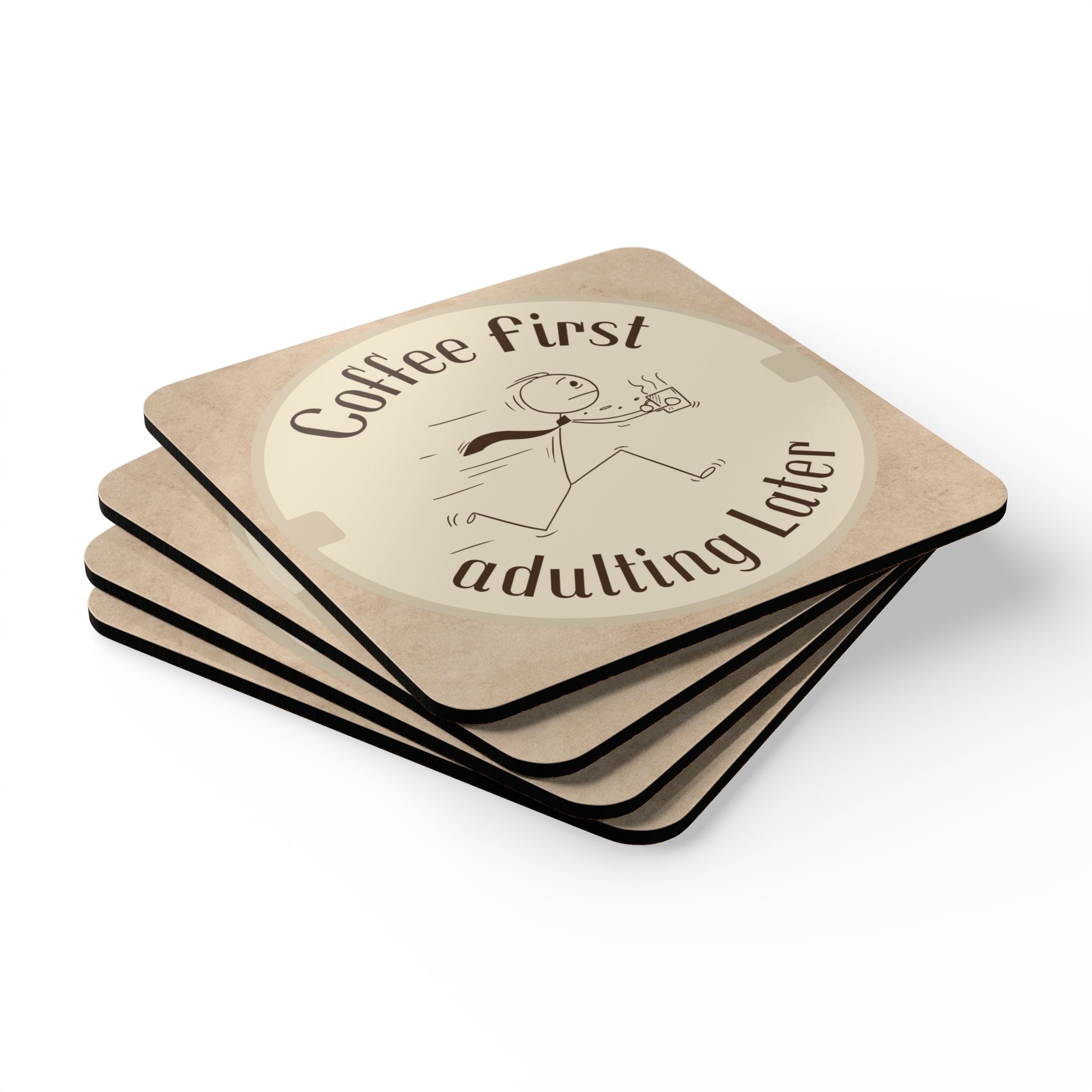 Coffee First Adulting Later Corkwood Coaster Set | Fun Drink Coasters, Gift for Coffee Lovers, Home Decor, Office Accessories, Kitchen [...]