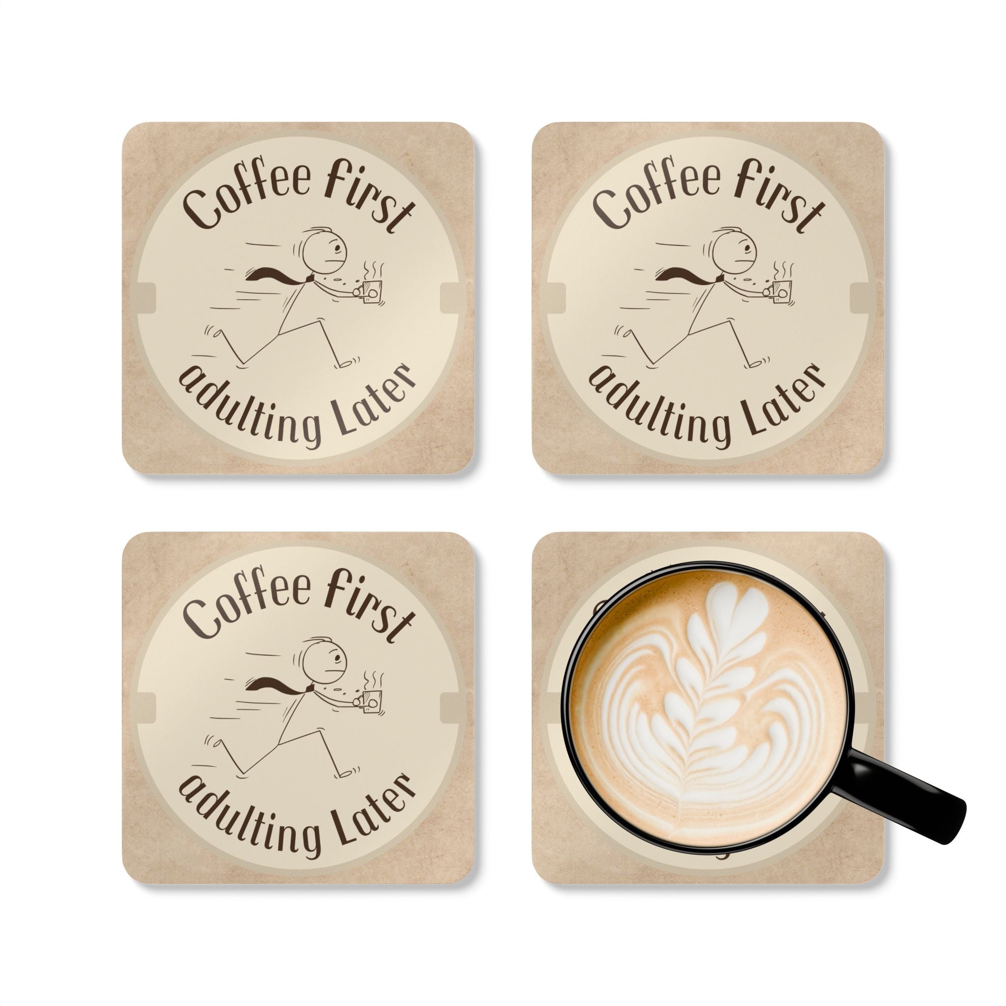Coffee First Adulting Later Corkwood Coaster Set | Fun Drink Coasters, Gift for Coffee Lovers, Home Decor, Office Accessories, Kitchen [...]