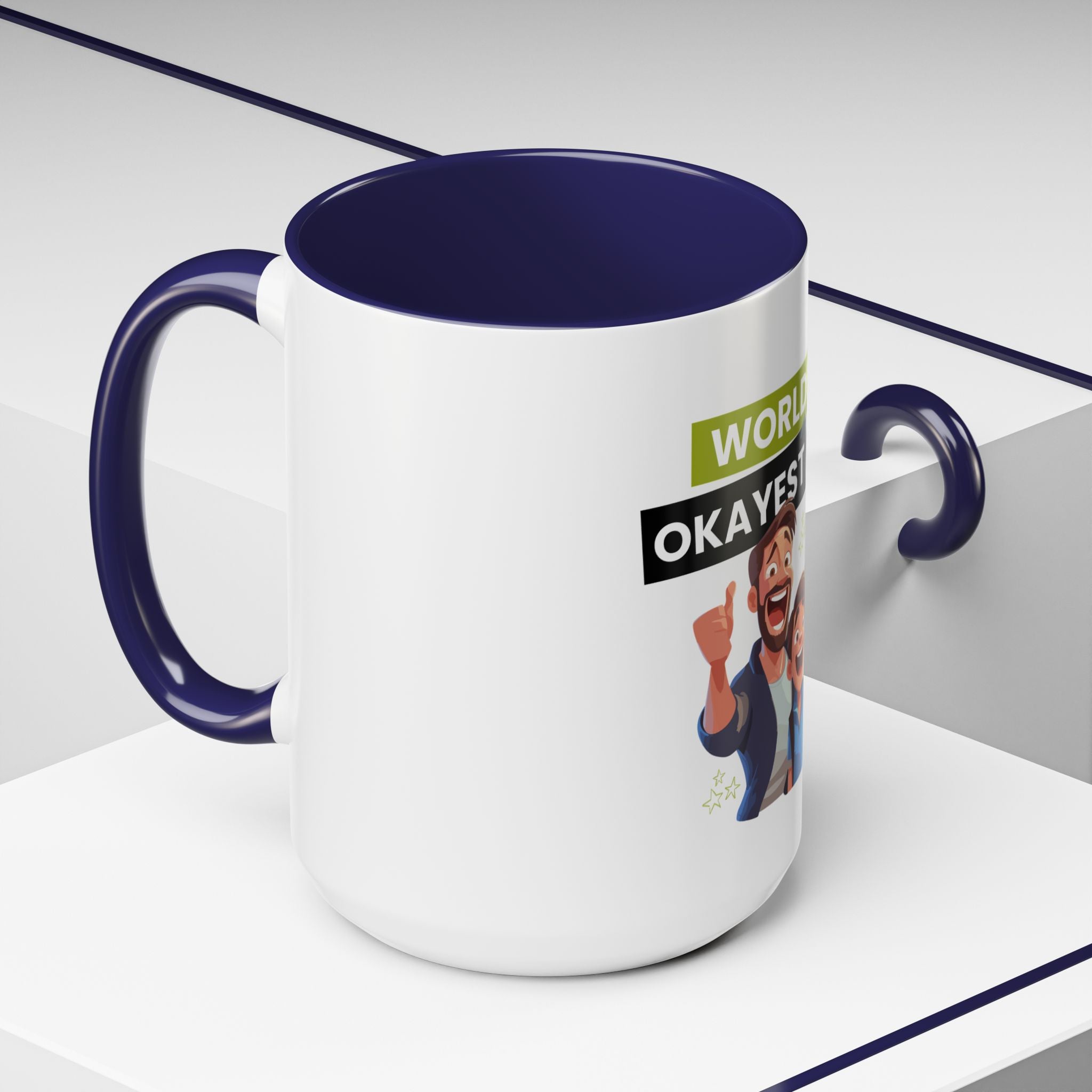 World's Okayest Dad Accent Coffee Mug, Funny Gift for Father's Day, Dad Coffee Cup, Family Gift, Dad's Birthday Mug