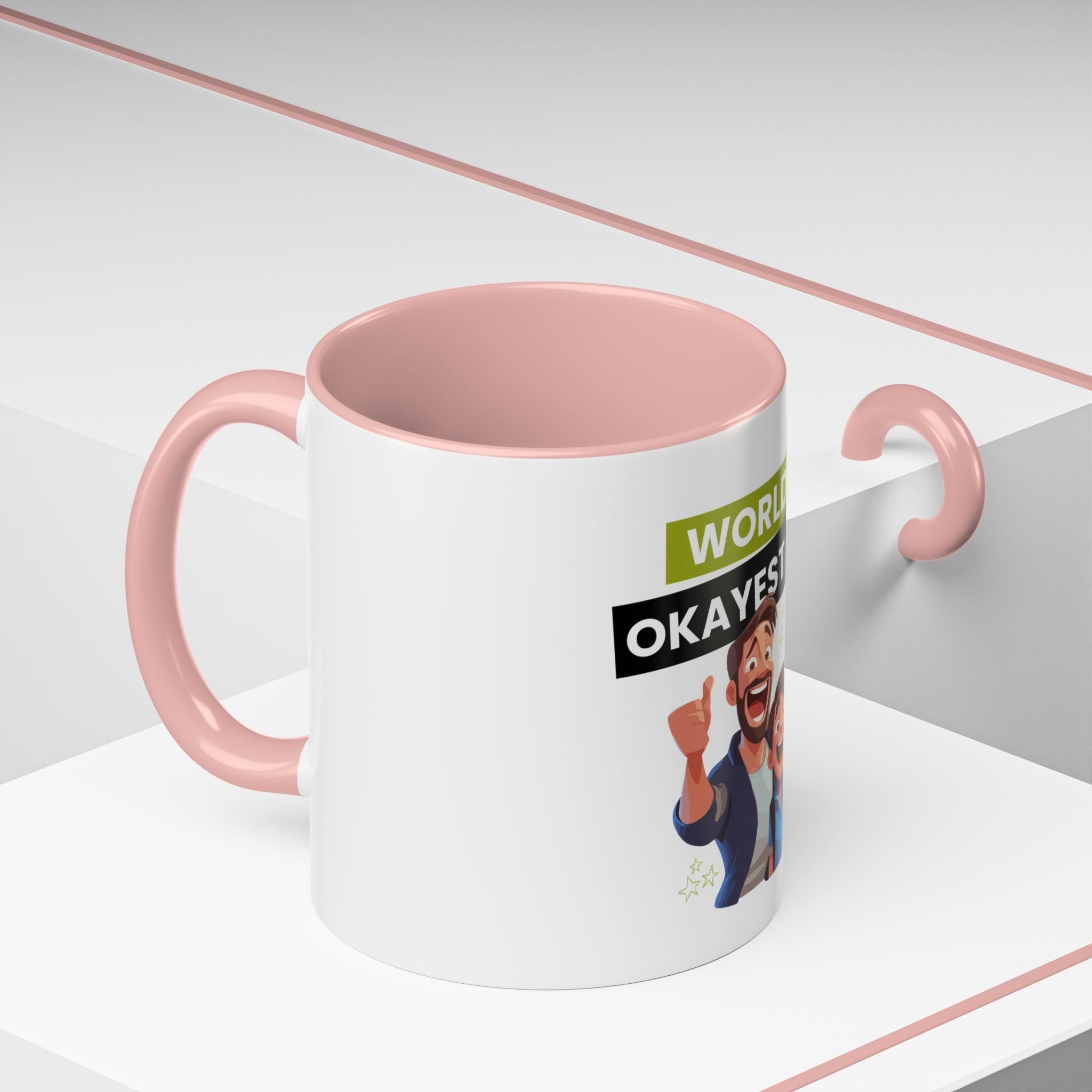 World's Okayest Dad Accent Coffee Mug, Funny Gift for Father's Day, Dad Coffee Cup, Family Gift, Dad's Birthday Mug