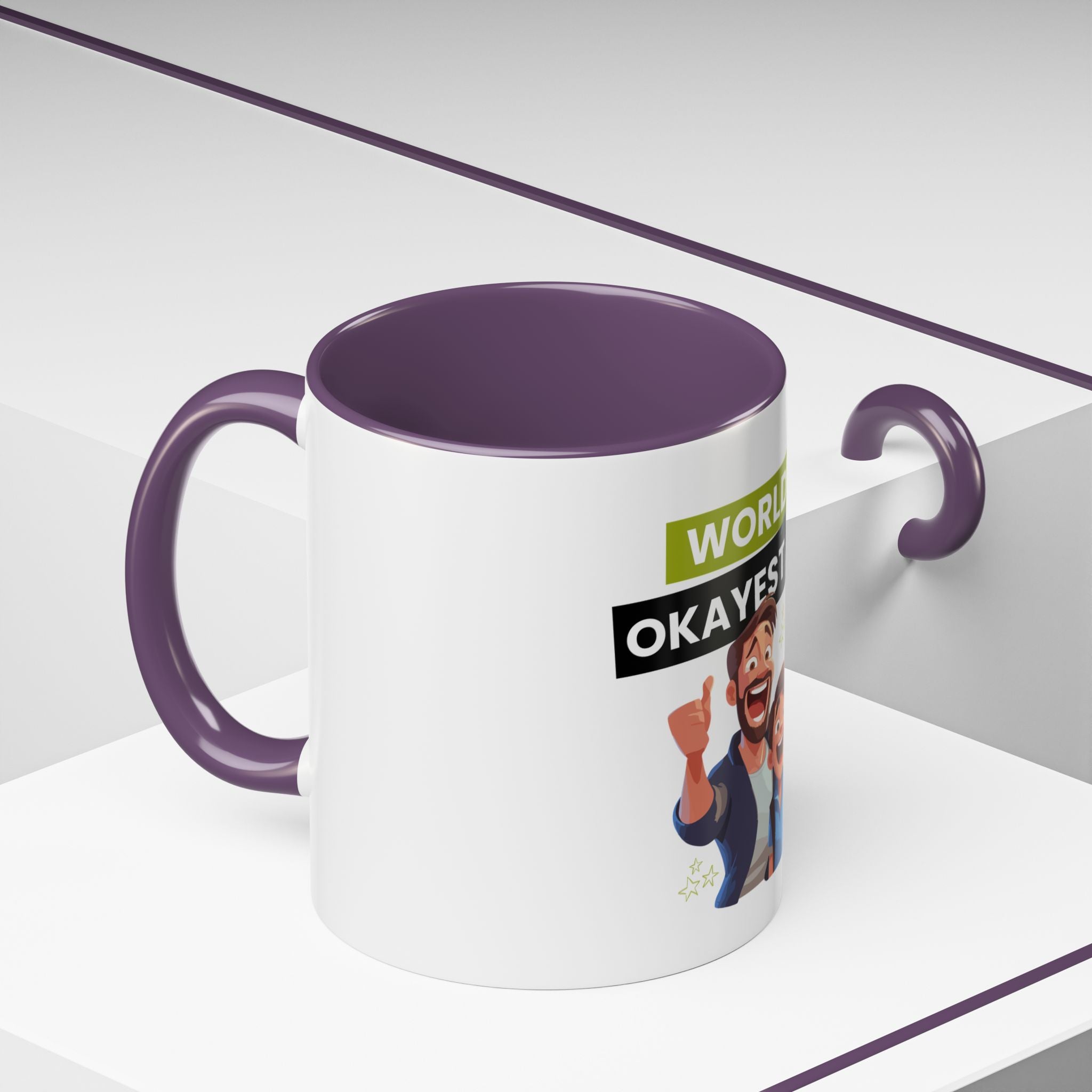 World's Okayest Dad Accent Coffee Mug, Funny Gift for Father's Day, Dad Coffee Cup, Family Gift, Dad's Birthday Mug