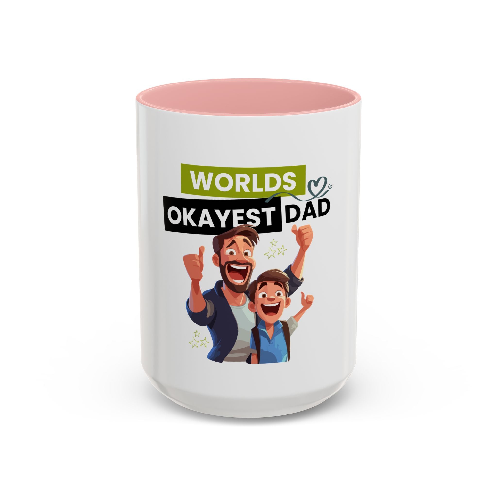 World's Okayest Dad Accent Coffee Mug, Funny Gift for Father's Day, Dad Coffee Cup, Family Gift, Dad's Birthday Mug