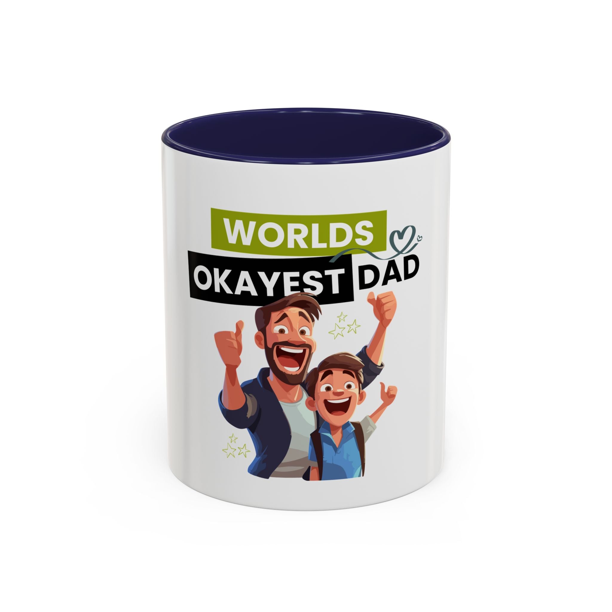World's Okayest Dad Accent Coffee Mug, Funny Gift for Father's Day, Dad Coffee Cup, Family Gift, Dad's Birthday Mug