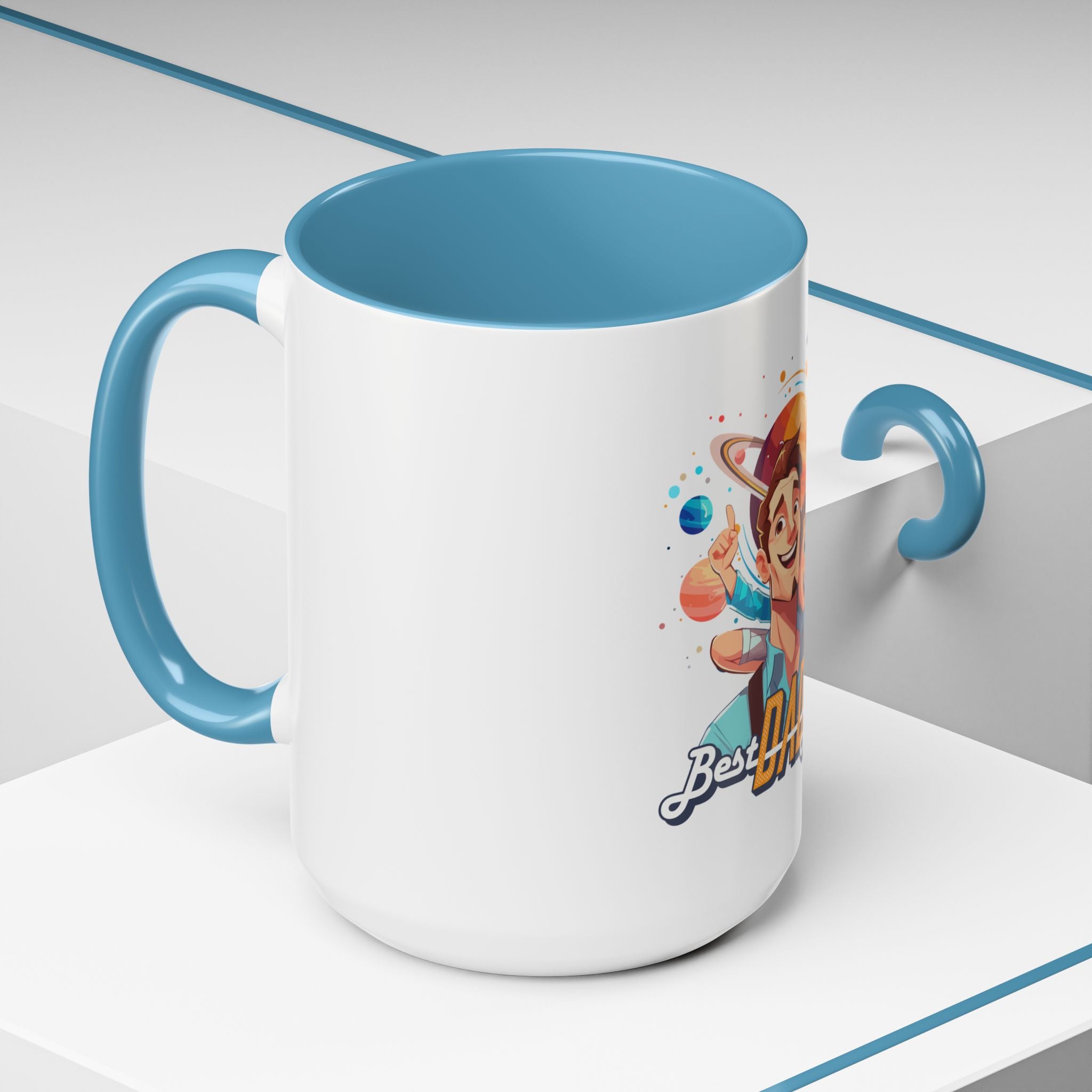 Best Dad Ever Accent Coffee Mug - Fun Gift for Father's Day, Birthday, Coffee Lovers, Home Office, Unique Dad Gifts
