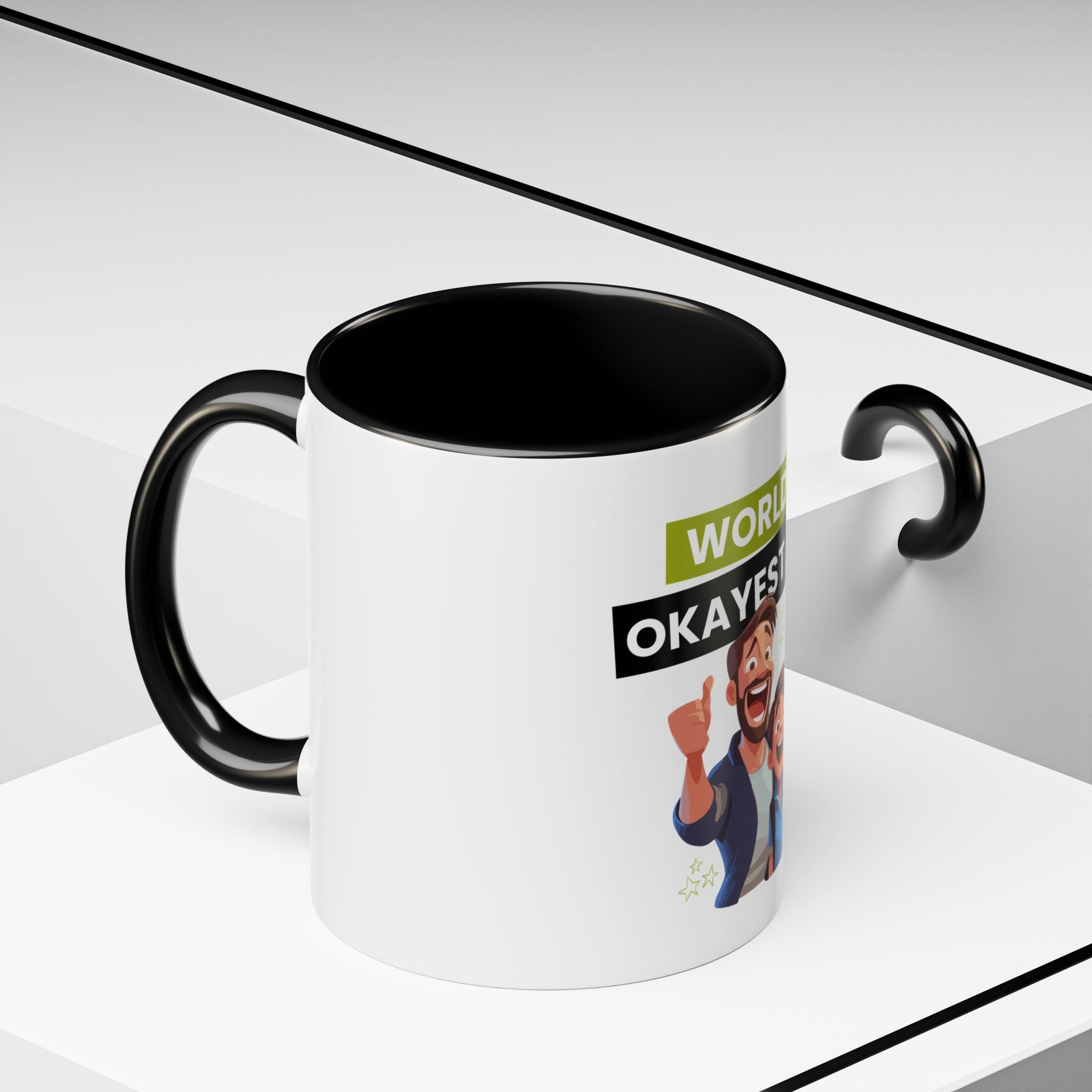 World's Okayest Dad Accent Coffee Mug, Funny Gift for Father's Day, Dad Coffee Cup, Family Gift, Dad's Birthday Mug
