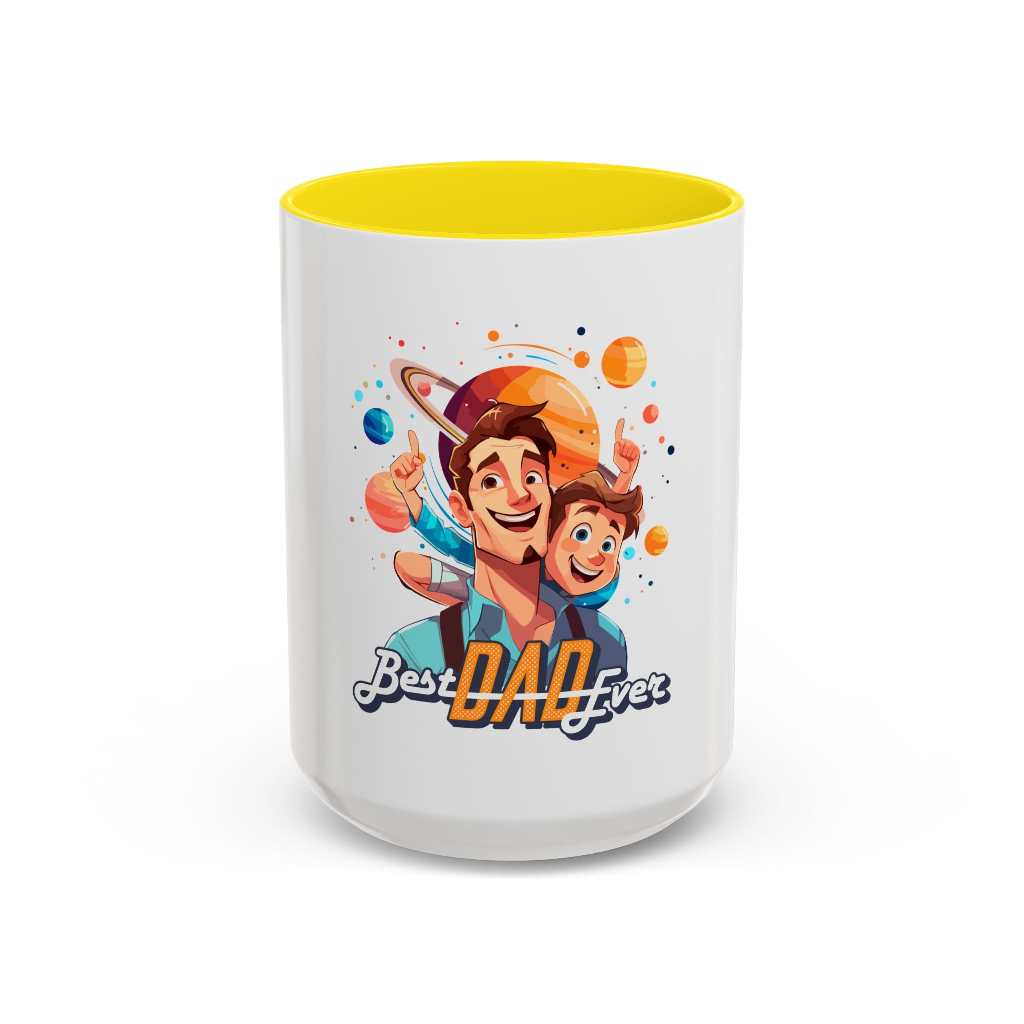 Best Dad Ever Accent Coffee Mug - Fun Gift for Father's Day, Birthday, Coffee Lovers, Home Office, Unique Dad Gifts