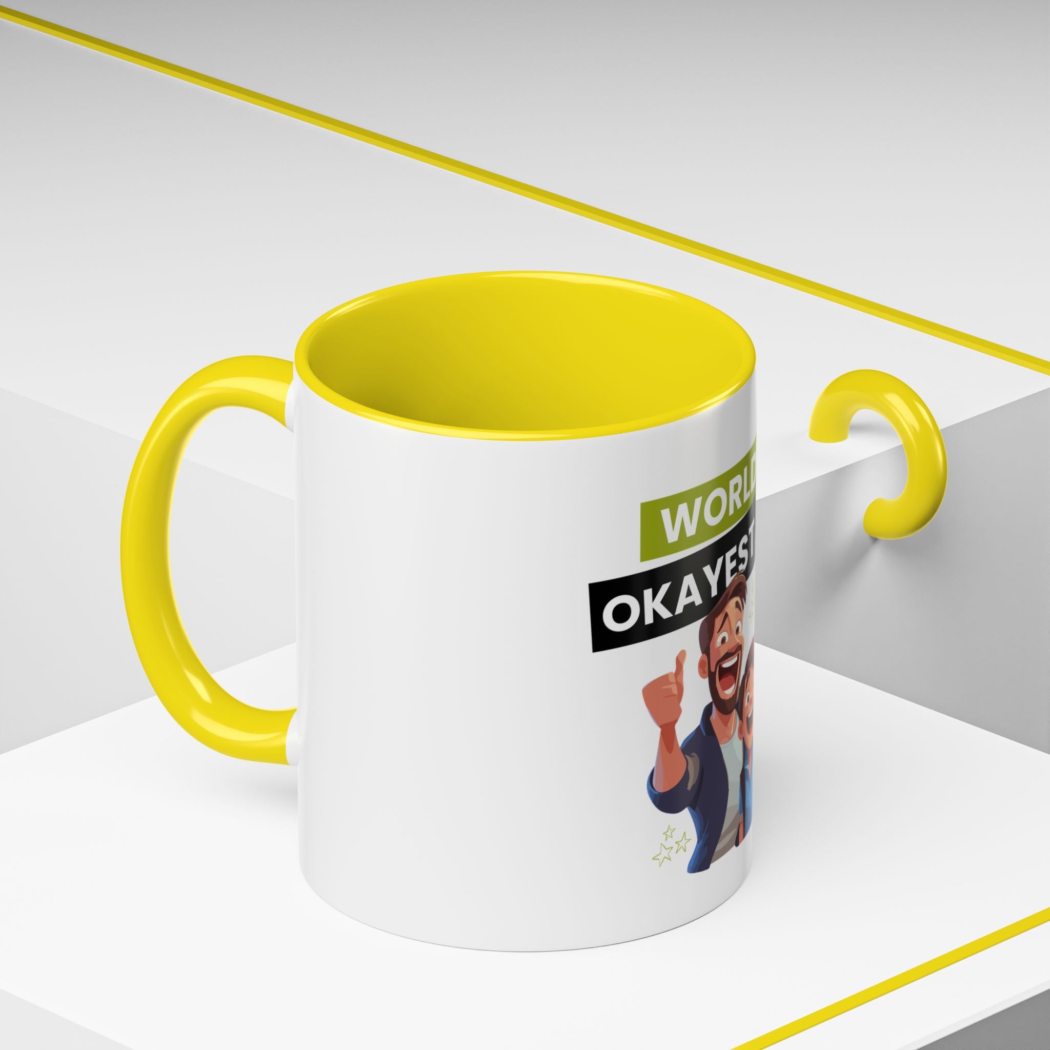 World's Okayest Dad Accent Coffee Mug, Funny Gift for Father's Day, Dad Coffee Cup, Family Gift, Dad's Birthday Mug