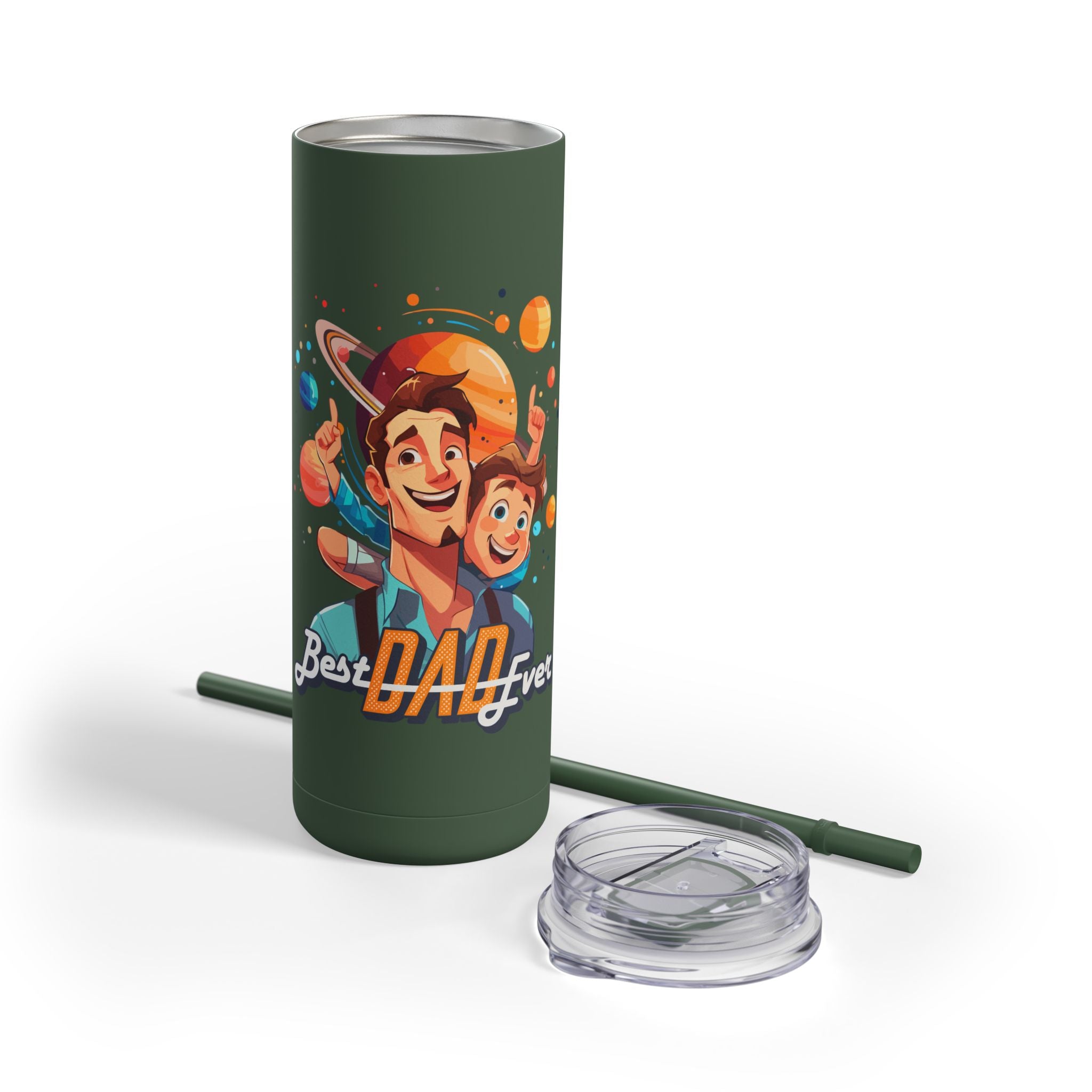 Best Dad Ever Tumbler | 20oz Matte Skinny Travel Mug, Personalized Gift for Fathers Day, Dad's Birthday, or Family Celebrations