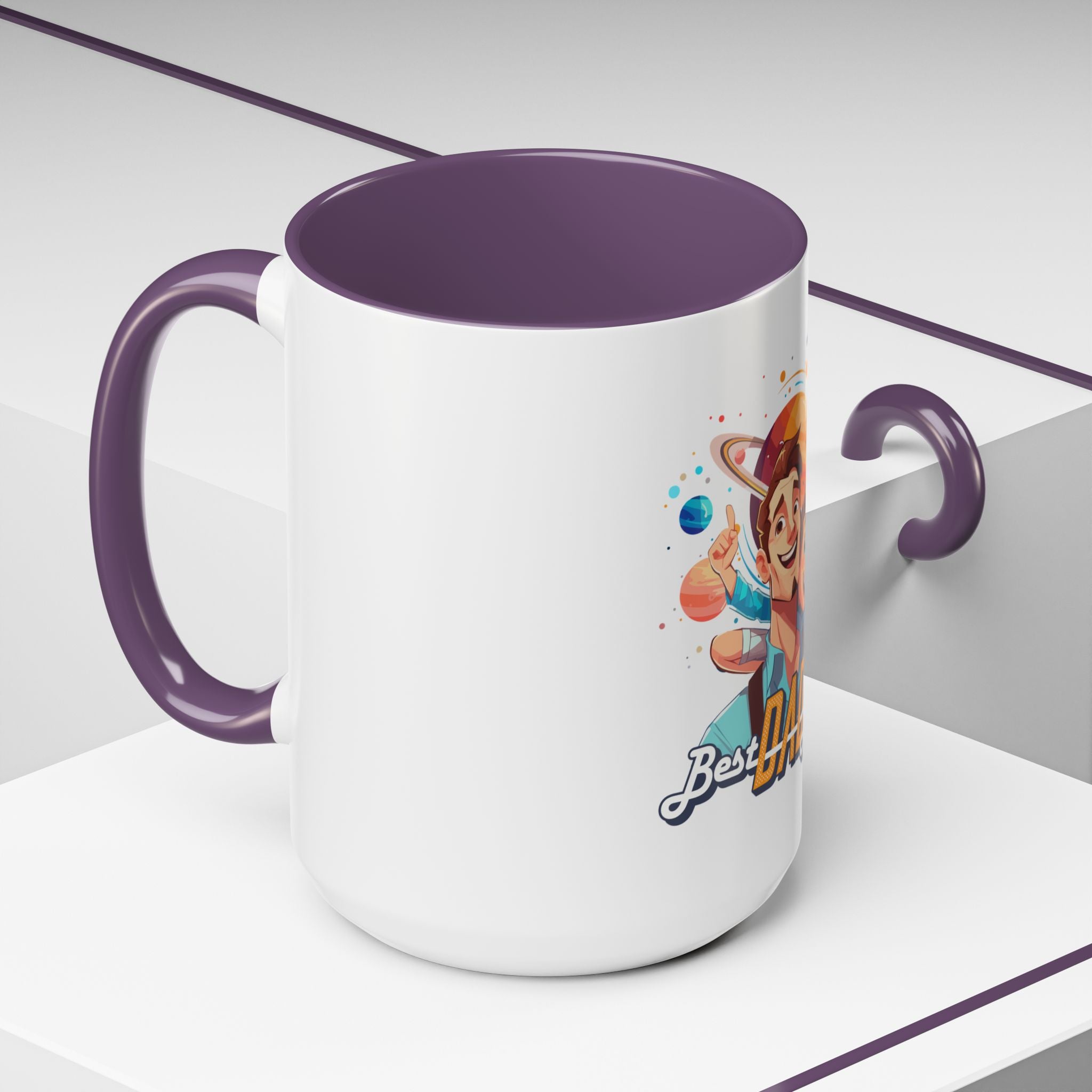 Best Dad Ever Accent Coffee Mug - Fun Gift for Father's Day, Birthday, Coffee Lovers, Home Office, Unique Dad Gifts
