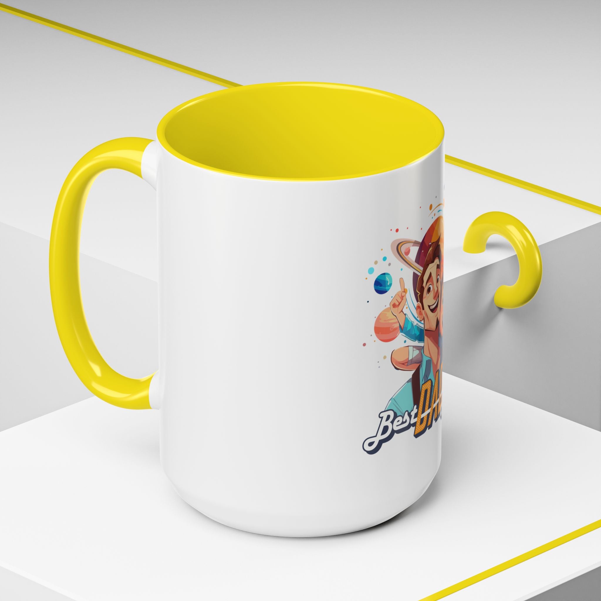 Best Dad Ever Accent Coffee Mug - Fun Gift for Father's Day, Birthday, Coffee Lovers, Home Office, Unique Dad Gifts