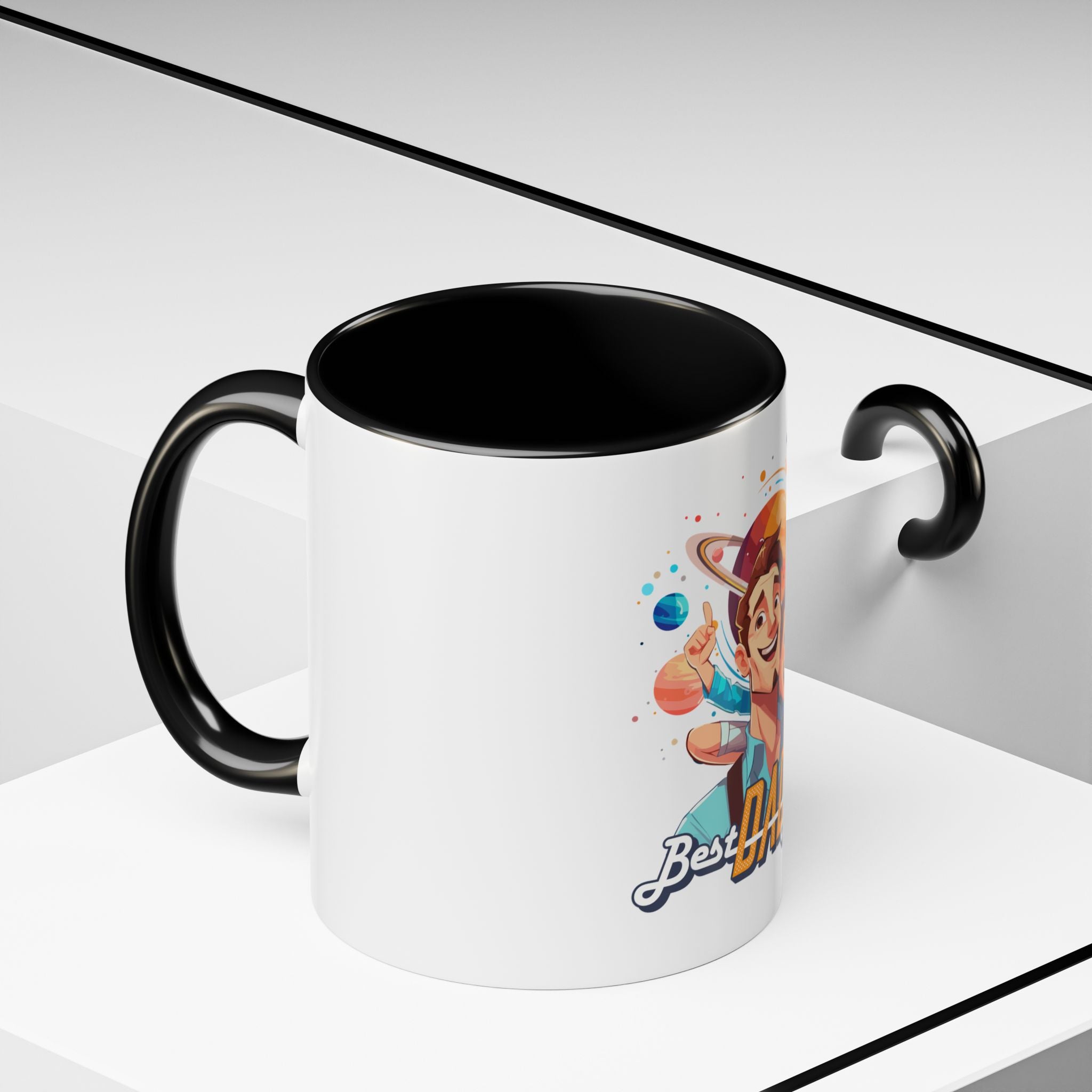 Best Dad Ever Accent Coffee Mug - Fun Gift for Father's Day, Birthday, Coffee Lovers, Home Office, Unique Dad Gifts