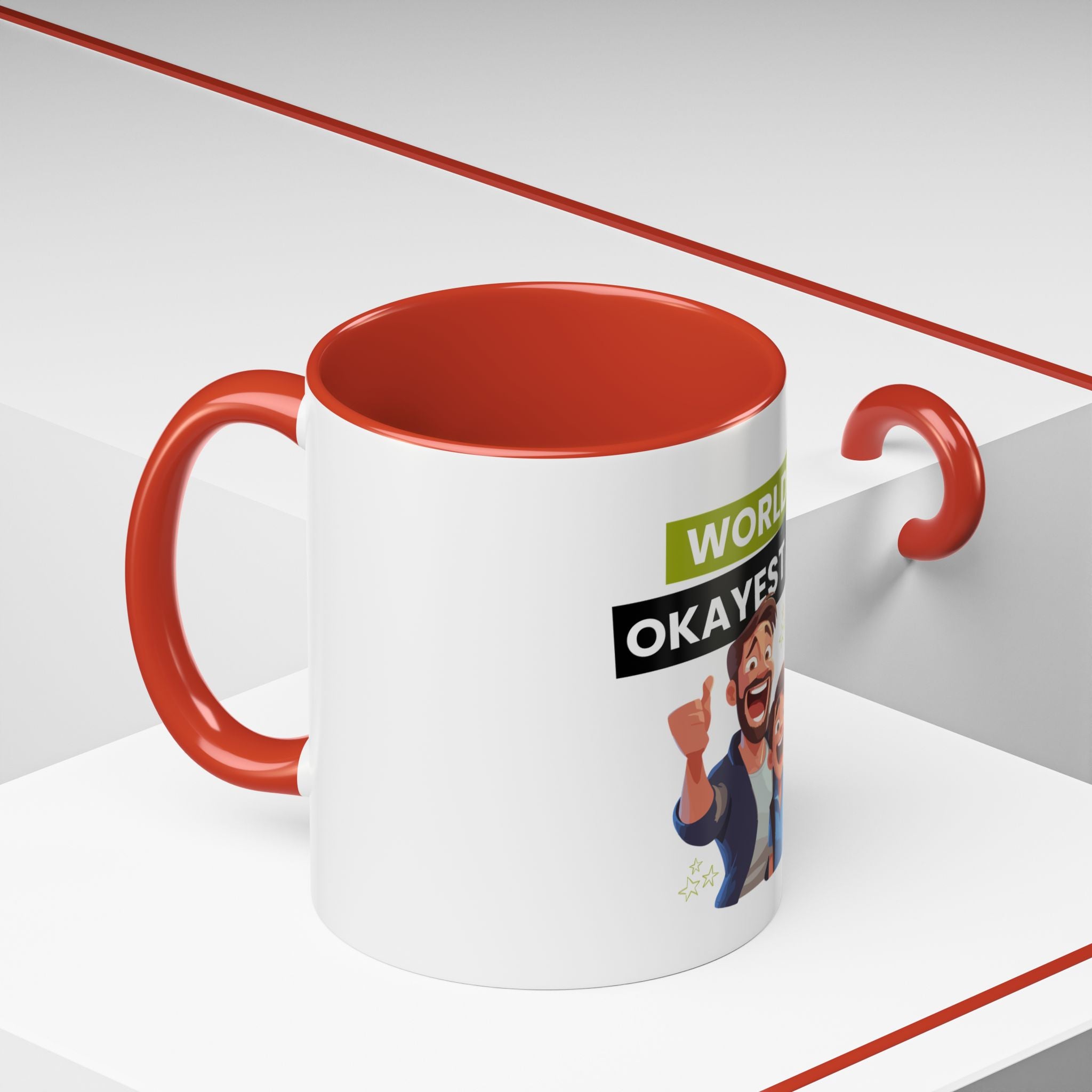 World's Okayest Dad Accent Coffee Mug, Funny Gift for Father's Day, Dad Coffee Cup, Family Gift, Dad's Birthday Mug