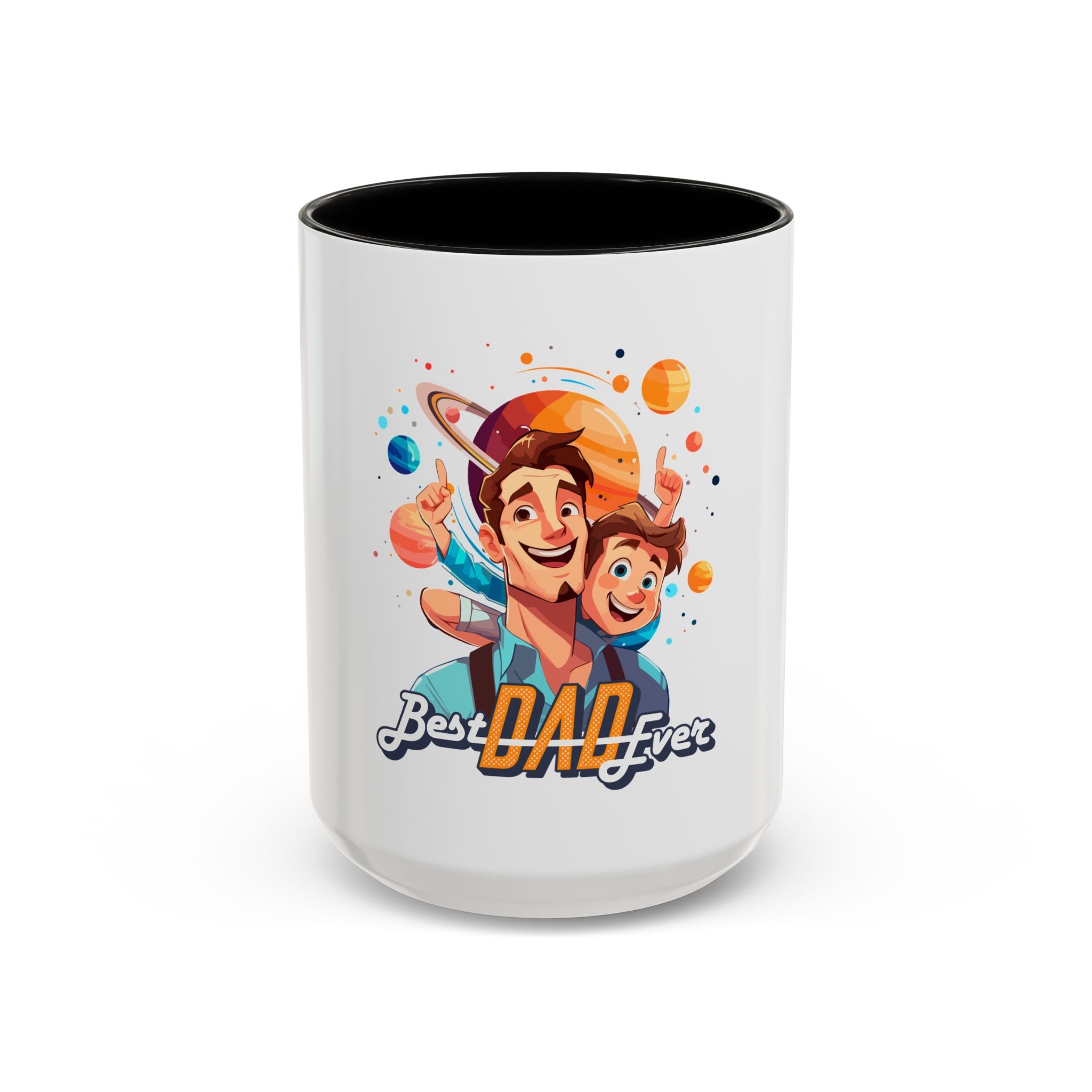 Best Dad Ever Accent Coffee Mug - Fun Gift for Father's Day, Birthday, Coffee Lovers, Home Office, Unique Dad Gifts