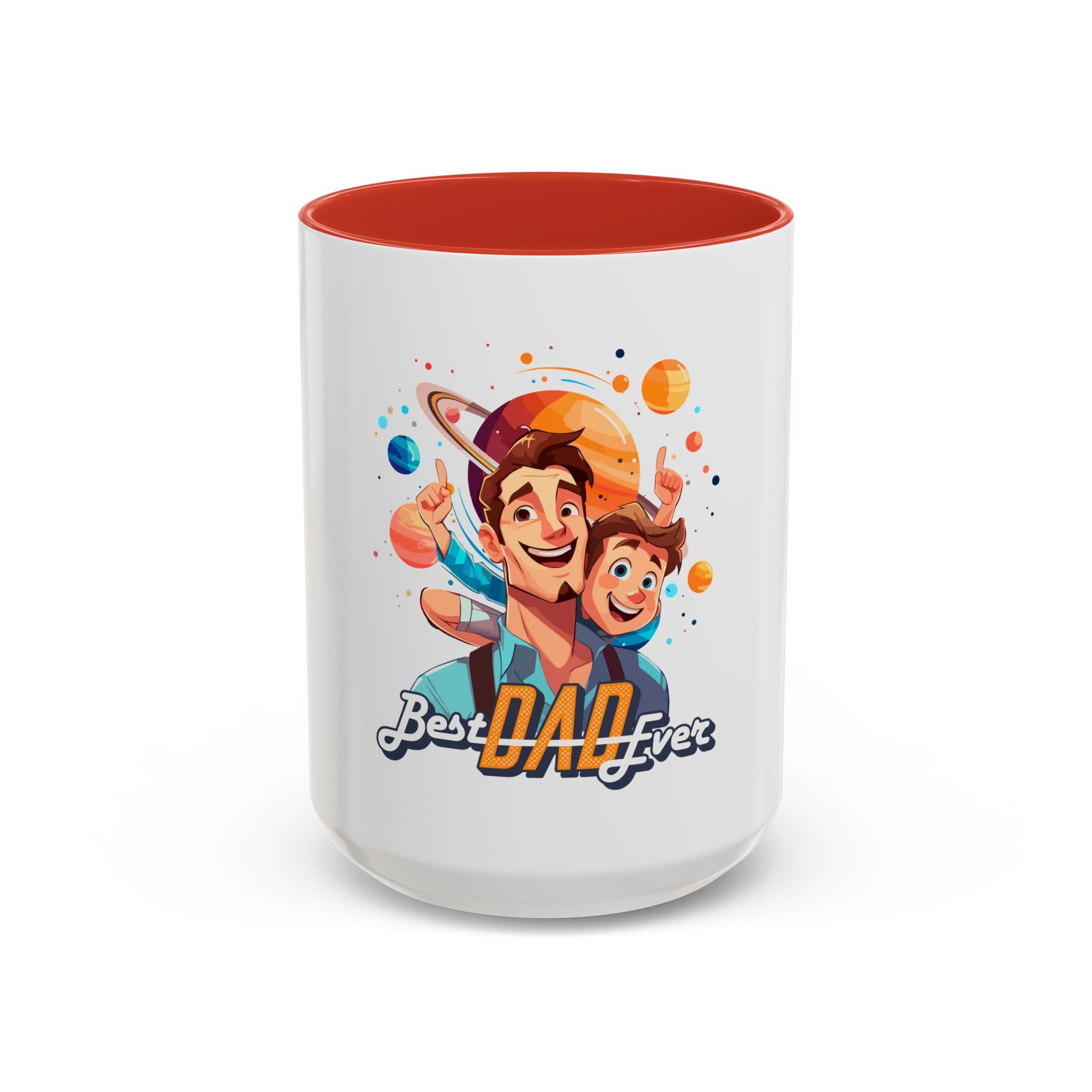 Best Dad Ever Accent Coffee Mug - Fun Gift for Father's Day, Birthday, Coffee Lovers, Home Office, Unique Dad Gifts