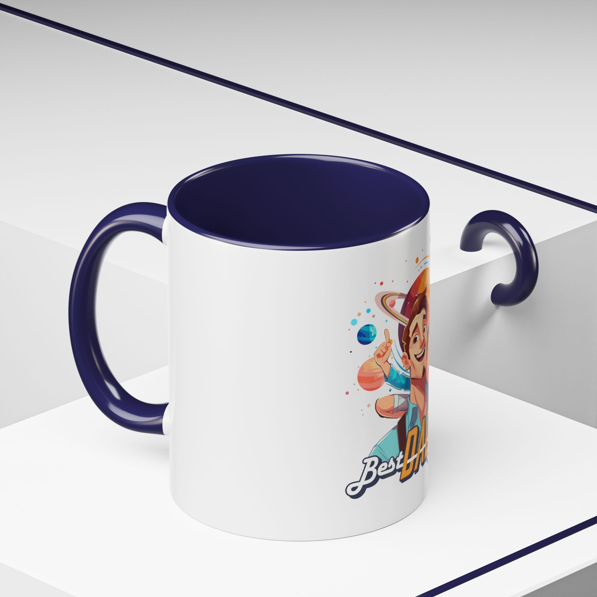 Best Dad Ever Accent Coffee Mug - Fun Gift for Father's Day, Birthday, Coffee Lovers, Home Office, Unique Dad Gifts