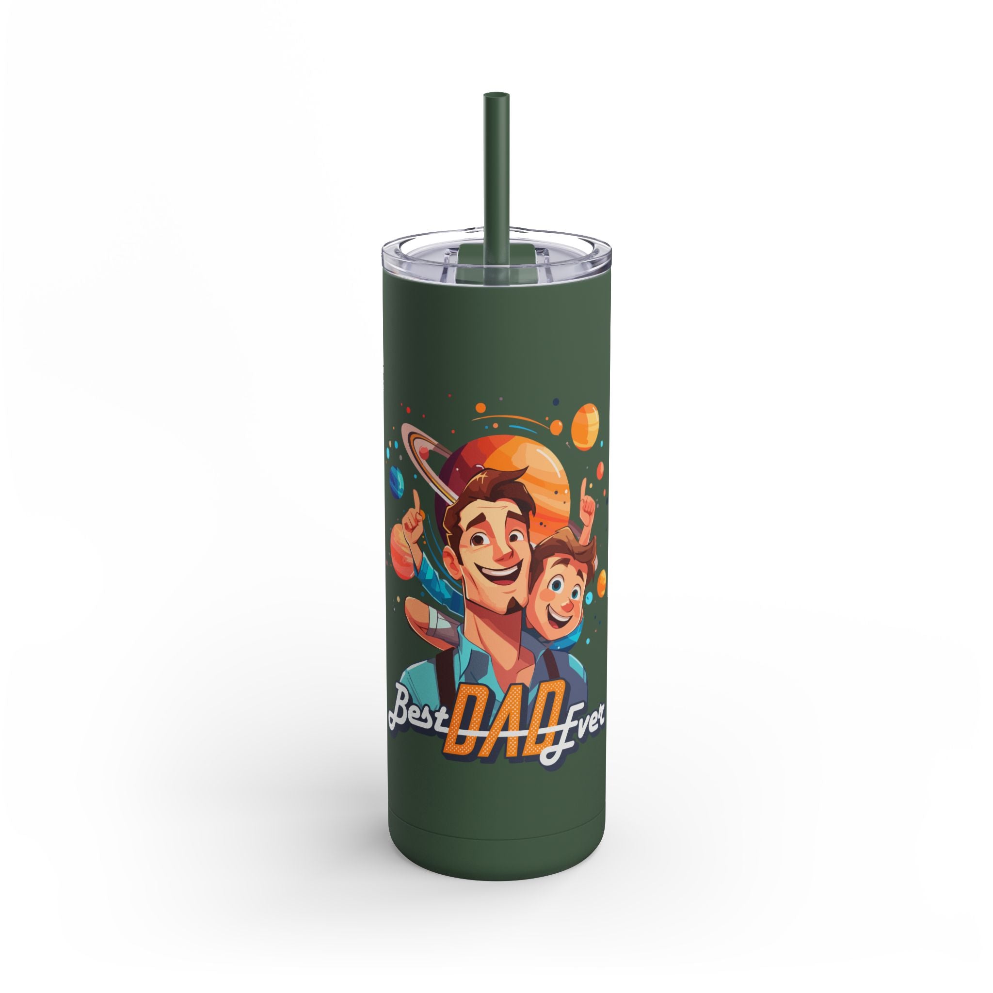 Best Dad Ever Tumbler | 20oz Matte Skinny Travel Mug, Personalized Gift for Fathers Day, Dad's Birthday, or Family Celebrations