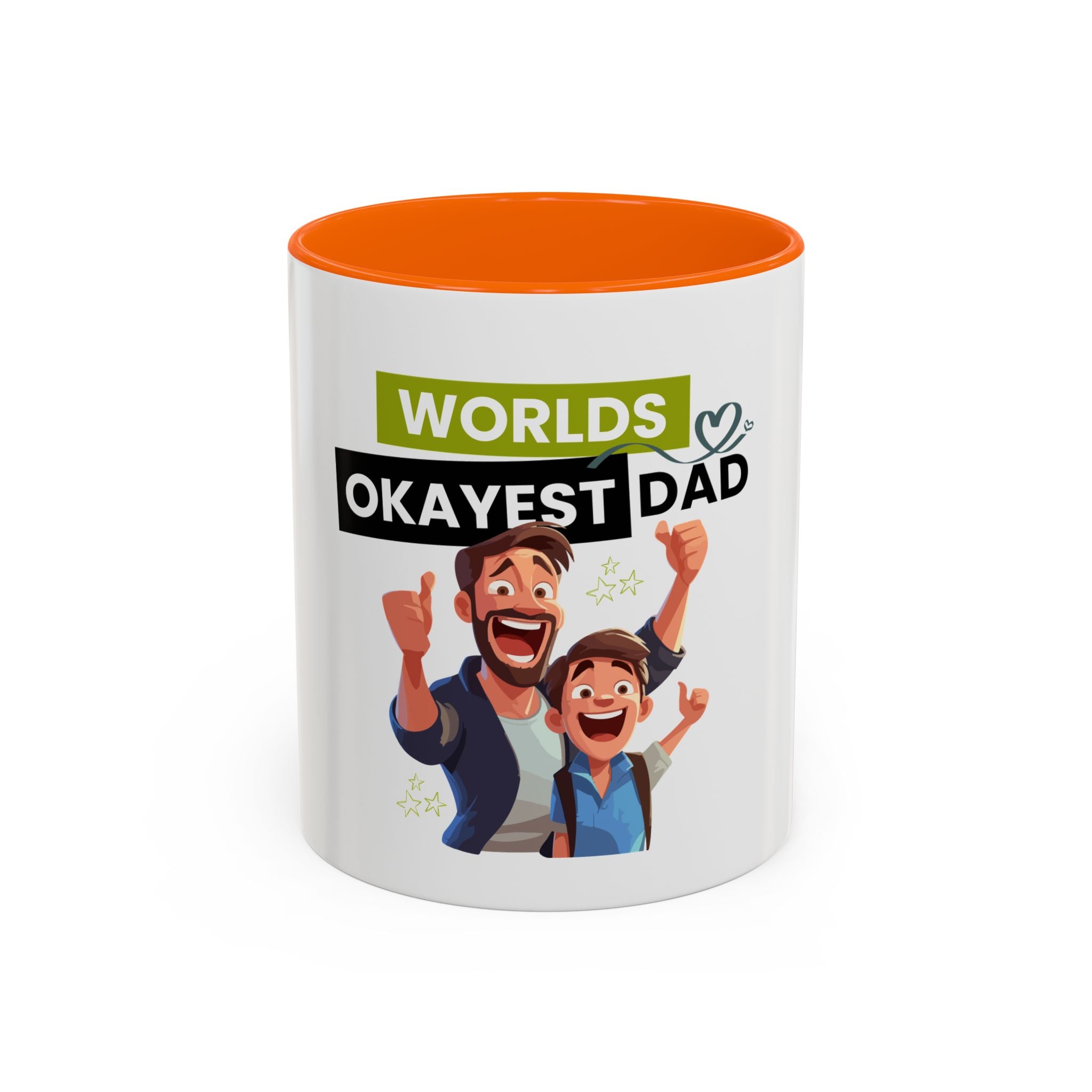 World's Okayest Dad Accent Coffee Mug, Funny Gift for Father's Day, Dad Coffee Cup, Family Gift, Dad's Birthday Mug