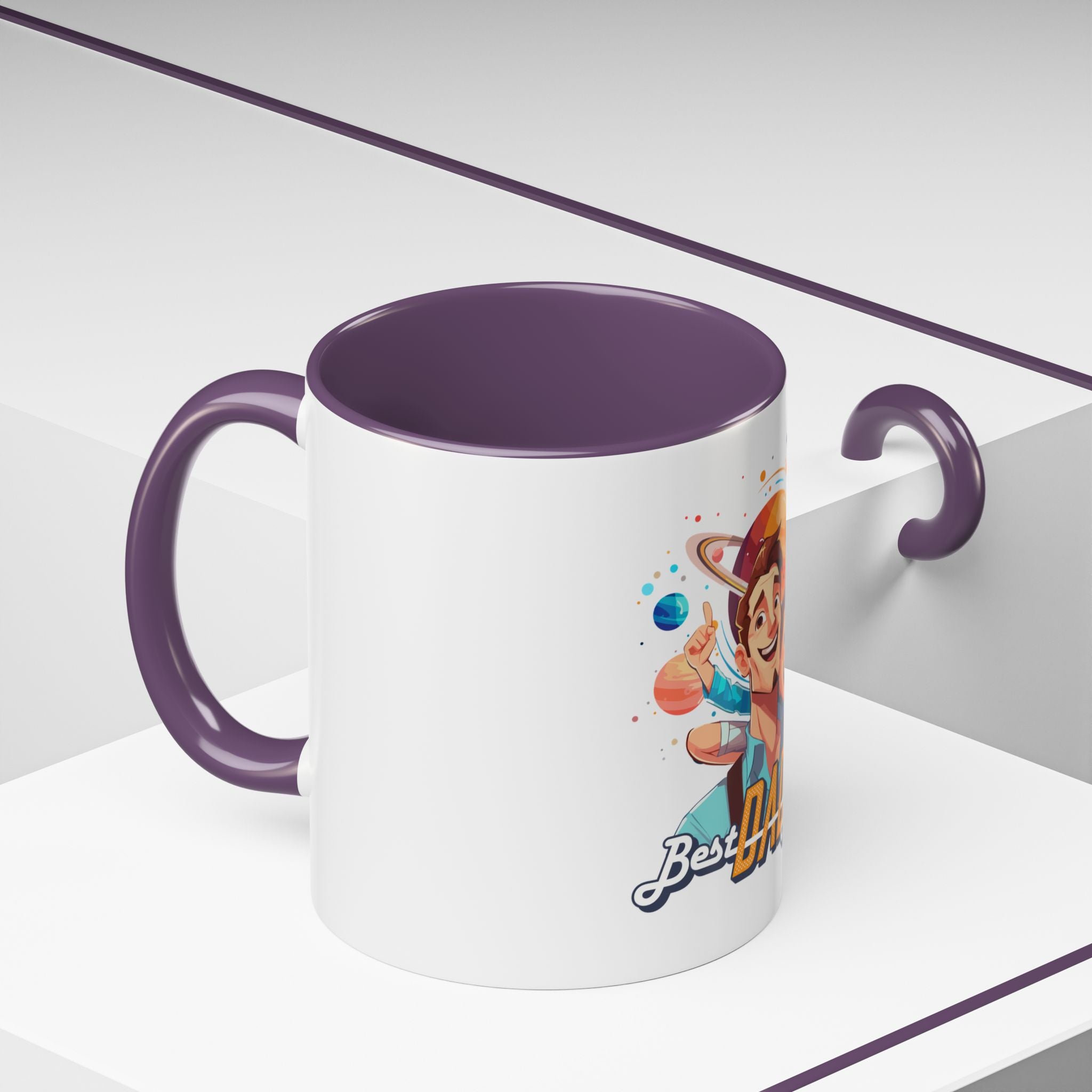 Best Dad Ever Accent Coffee Mug - Fun Gift for Father's Day, Birthday, Coffee Lovers, Home Office, Unique Dad Gifts