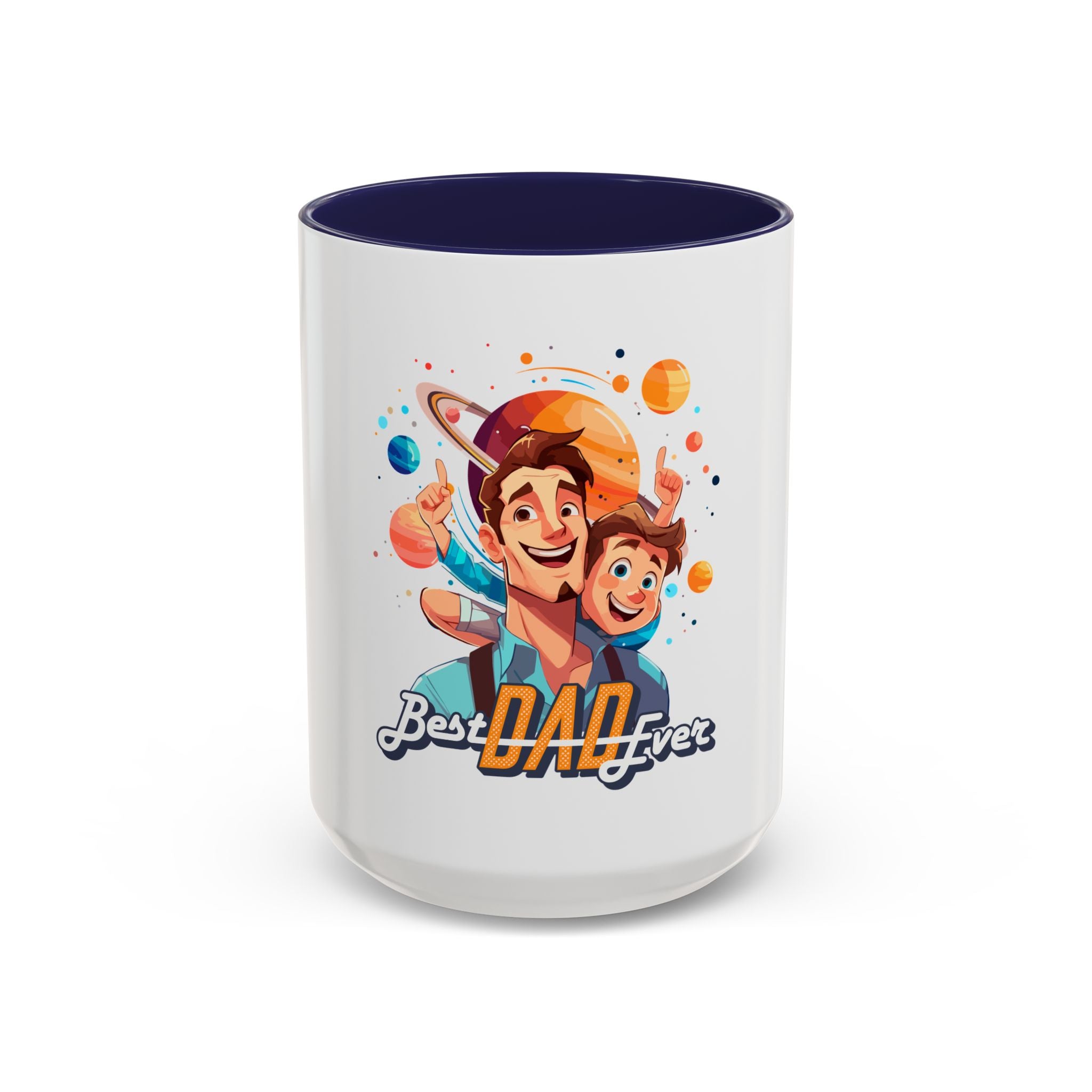 Best Dad Ever Accent Coffee Mug - Fun Gift for Father's Day, Birthday, Coffee Lovers, Home Office, Unique Dad Gifts