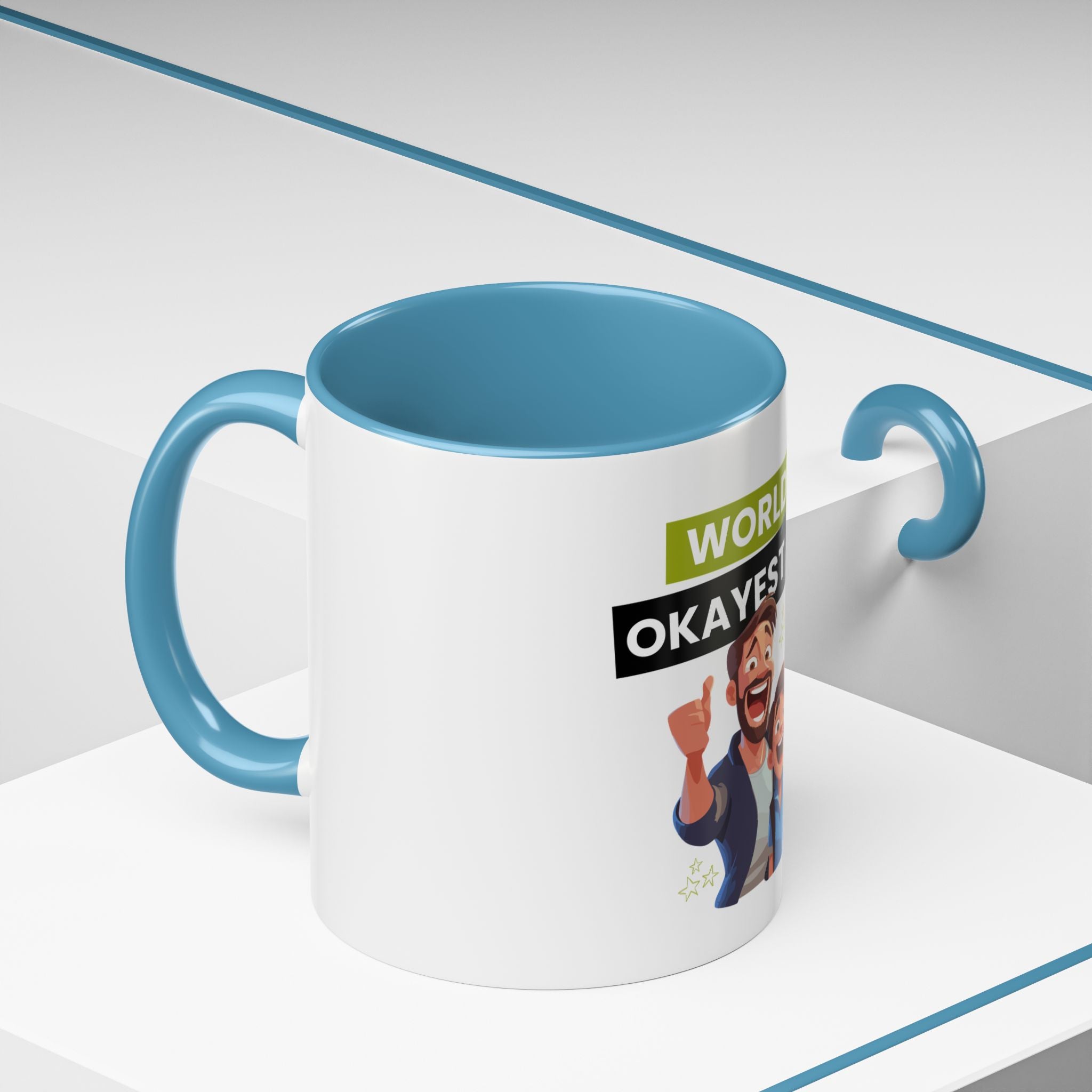 World's Okayest Dad Accent Coffee Mug, Funny Gift for Father's Day, Dad Coffee Cup, Family Gift, Dad's Birthday Mug