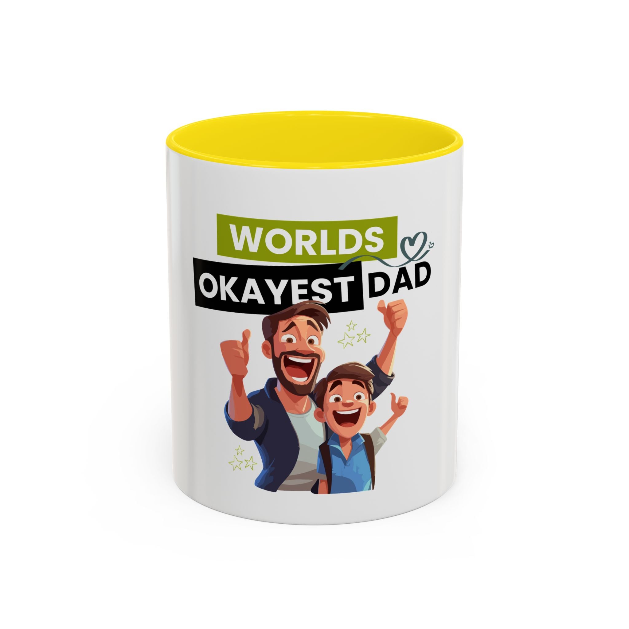 World's Okayest Dad Accent Coffee Mug, Funny Gift for Father's Day, Dad Coffee Cup, Family Gift, Dad's Birthday Mug