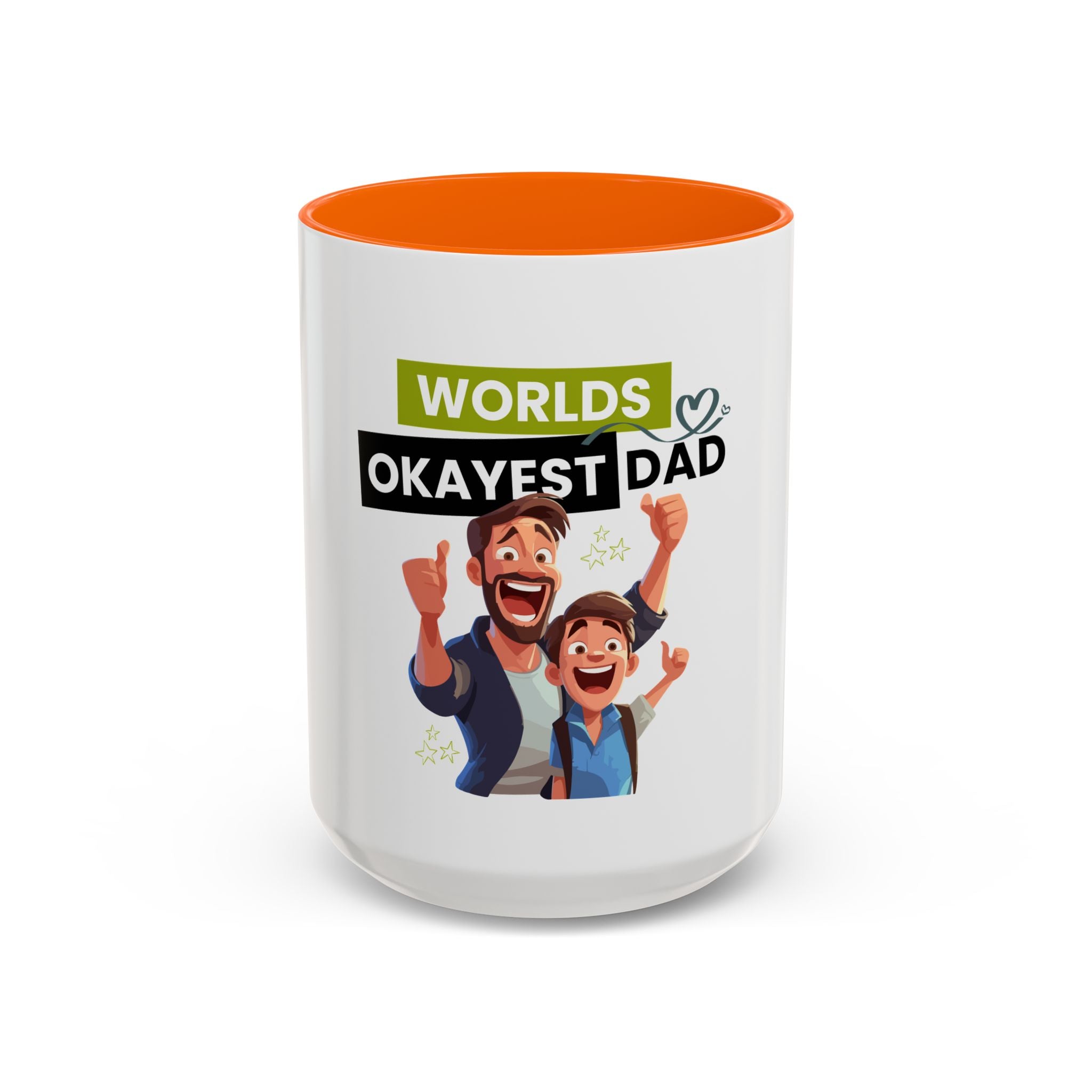 World's Okayest Dad Accent Coffee Mug, Funny Gift for Father's Day, Dad Coffee Cup, Family Gift, Dad's Birthday Mug