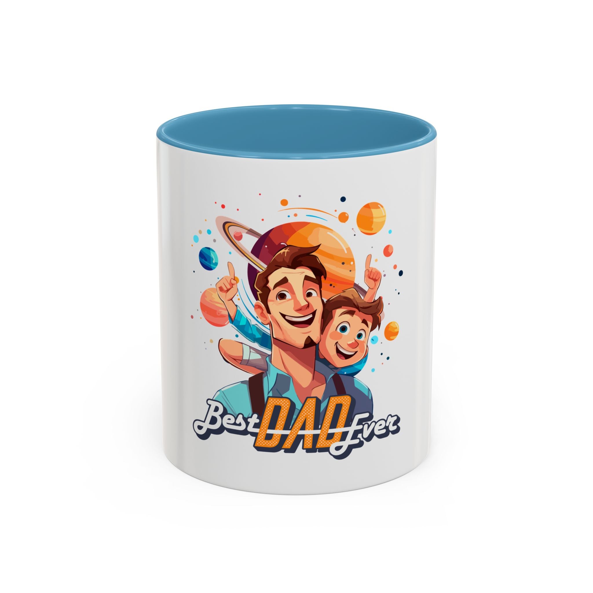 Best Dad Ever Accent Coffee Mug - Fun Gift for Father's Day, Birthday, Coffee Lovers, Home Office, Unique Dad Gifts